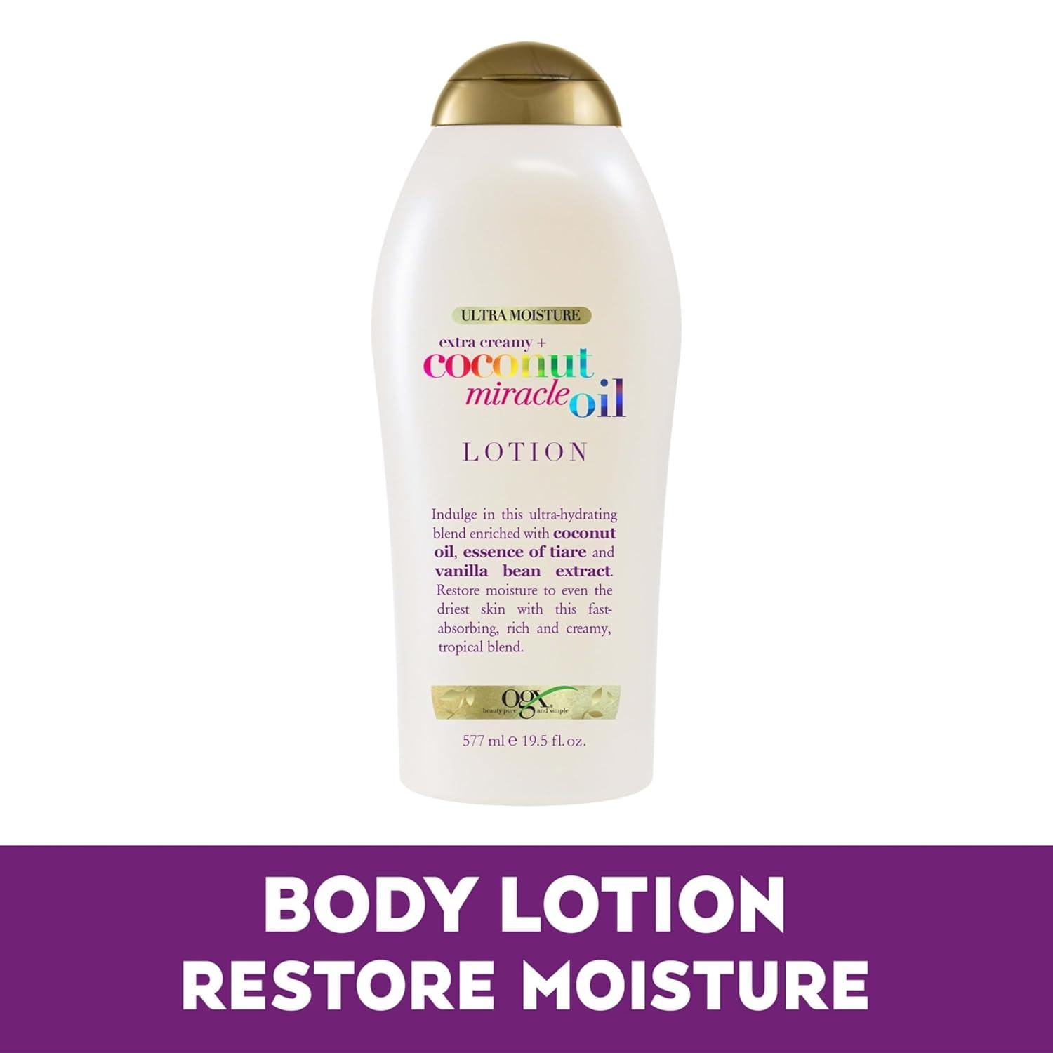 image:imageOGX Extra Creamy Coconut Miracle Oil Ultra Moisture Body Lotion with Vanilla Bean FastAbsorbing Body Lotion for All Skin Types ParabenFree and SulfatedSurfactants Free 195 Ounce195 Fl Oz Pack of 1