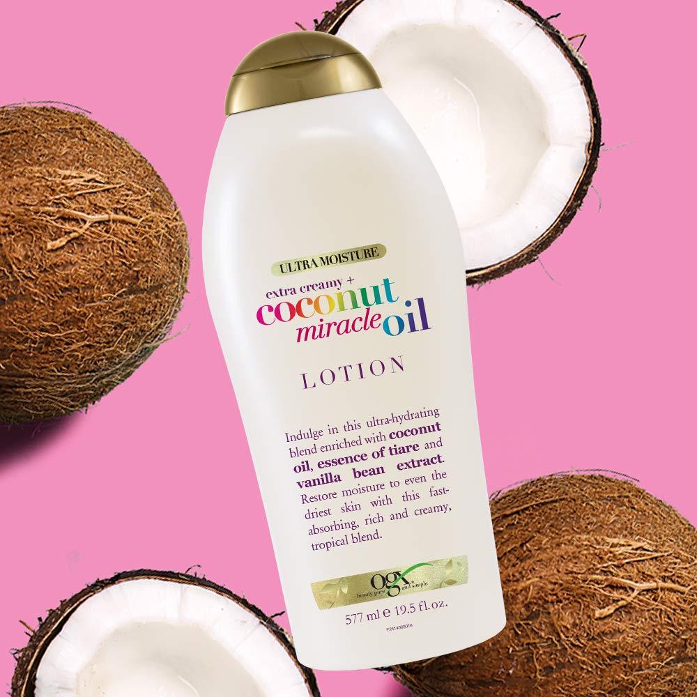 image:imageOGX Extra Creamy Coconut Miracle Oil Ultra Moisture Body Lotion with Vanilla Bean FastAbsorbing Body Lotion for All Skin Types ParabenFree and SulfatedSurfactants Free 195 Ounce195 Fl Oz Pack of 1