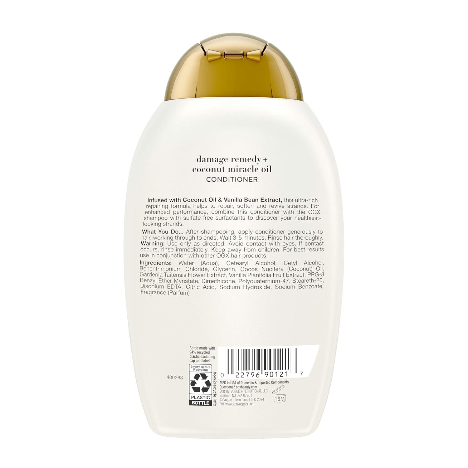 image:imageOGX Extra Strength Damage Remedy Coconut Miracle Oil Conditioner for Dry Frizzy or Coarse Hair ParabenFree SulfateFree Surfactants 13 Fl Oz13 Fl Oz Pack of 1