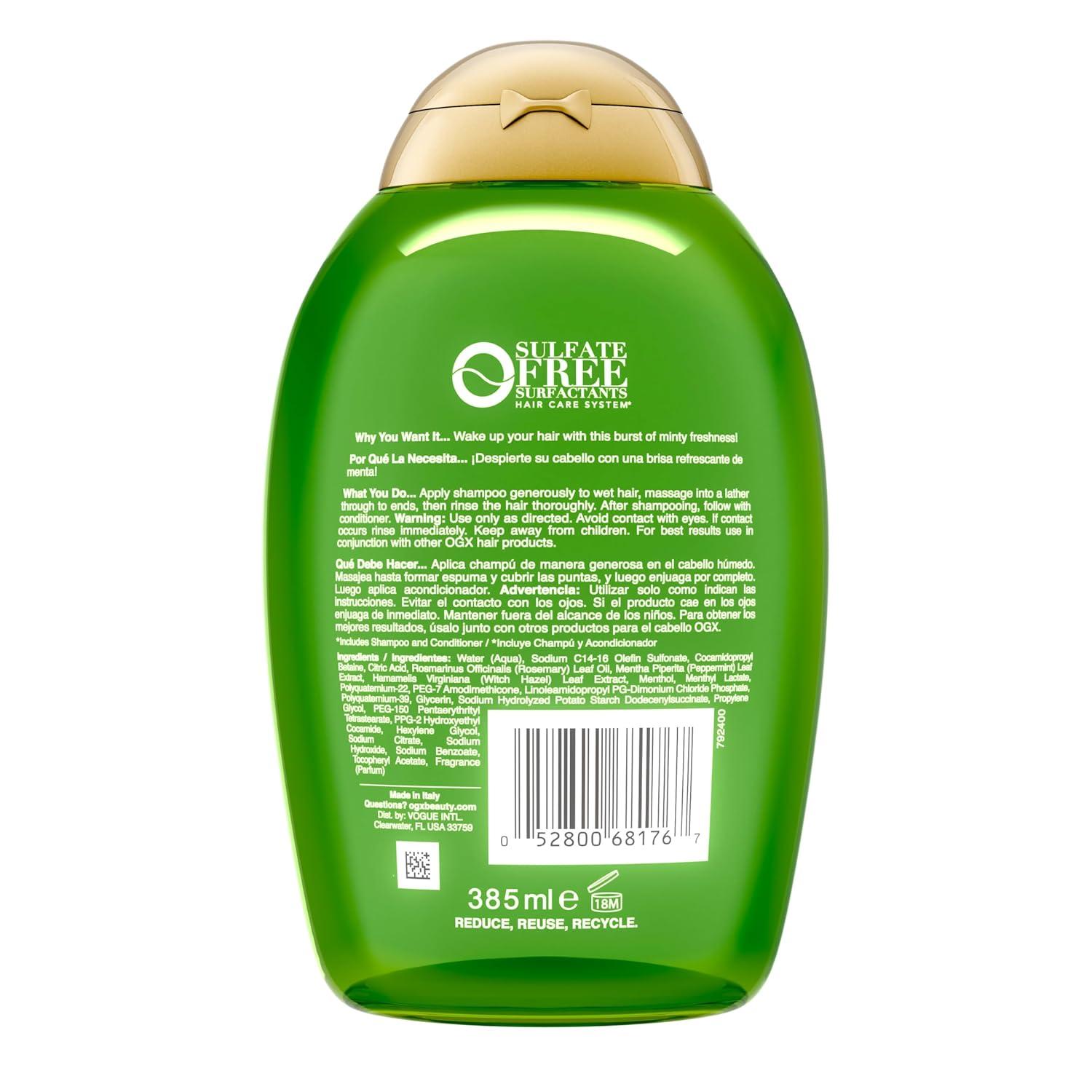 image:imageOGX Extra Strength Refreshing Scalp Rosemary Mint Shampoo Clarifying Shampoo for Oily Hair Visibly Helps Remove Oil amp Residue to Clear Away Buildup SulfateFree Surfactants 13 fl oz13 Fl Oz Pack of 2