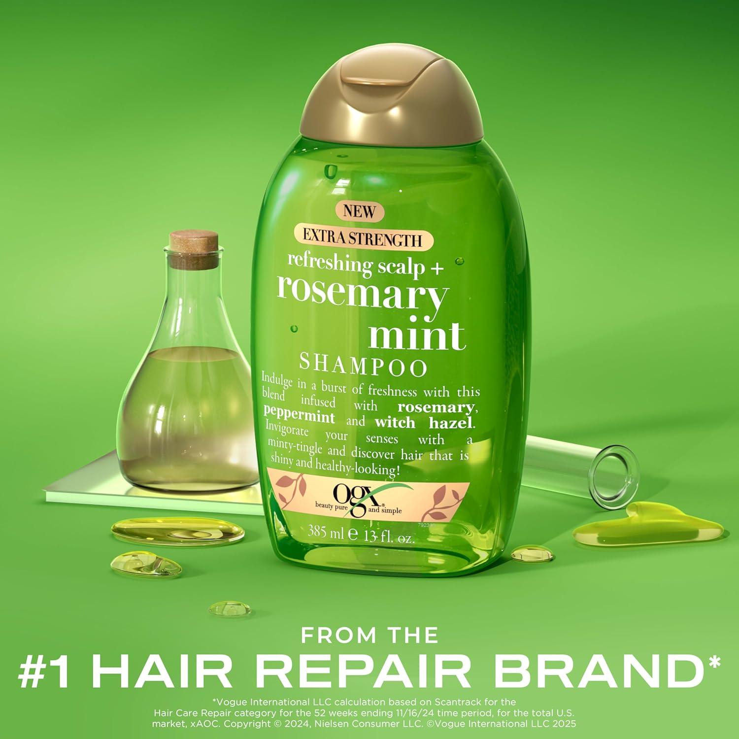 image:imageOGX Extra Strength Refreshing Scalp Rosemary Mint Shampoo Clarifying Shampoo for Oily Hair Visibly Helps Remove Oil amp Residue to Clear Away Buildup SulfateFree Surfactants 13 fl oz13 Fl Oz Pack of 2