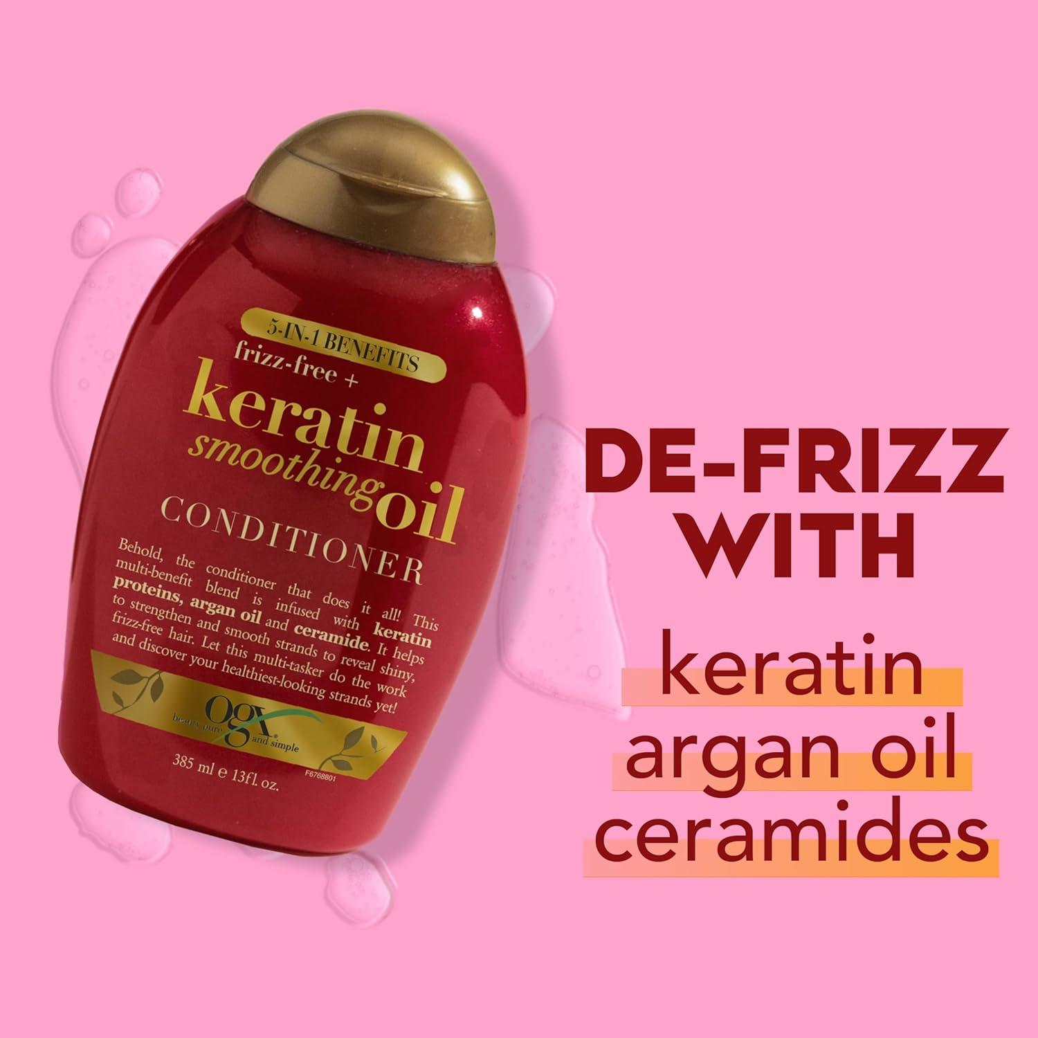 image:imageOGX FrizzFree Keratin Smoothing Oil Conditioner 5 in 1 for Frizzy Hair Shiny Hair 13 Fl Oz13 Fl Oz Pack of 1