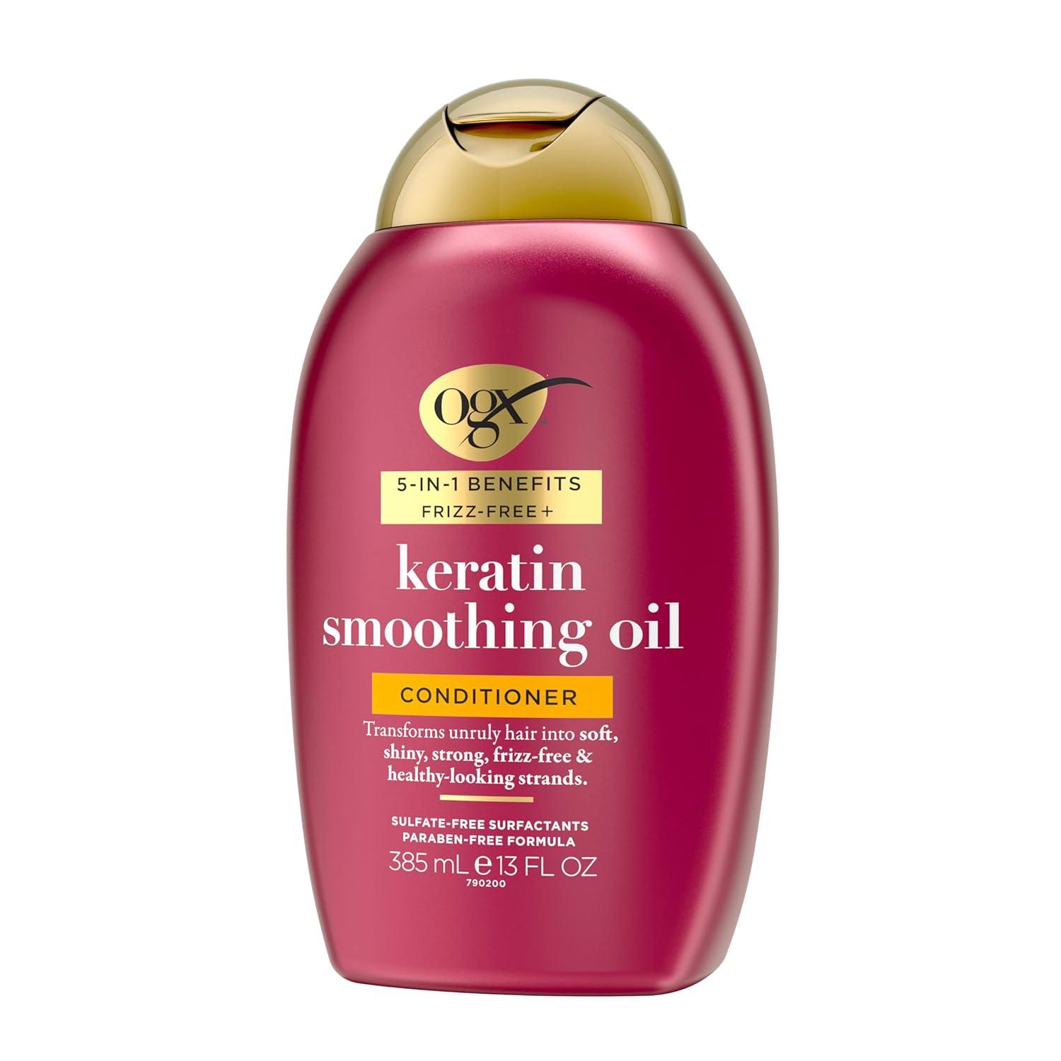 image:imageOGX FrizzFree Keratin Smoothing Oil Conditioner 5 in 1 for Frizzy Hair Shiny Hair 13 Fl Oz13 Fl Oz Pack of 1