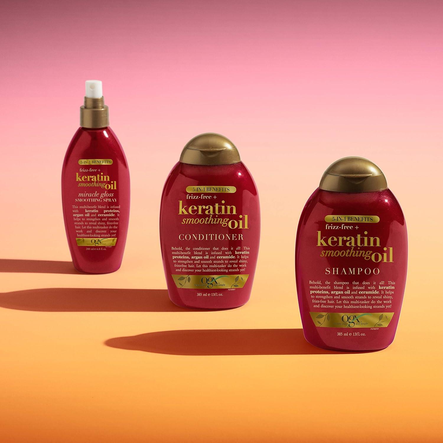 image:imageOGX FrizzFree Keratin Smoothing Oil Conditioner 5 in 1 for Frizzy Hair Shiny Hair 13 Fl Oz13 Fl Oz Pack of 2