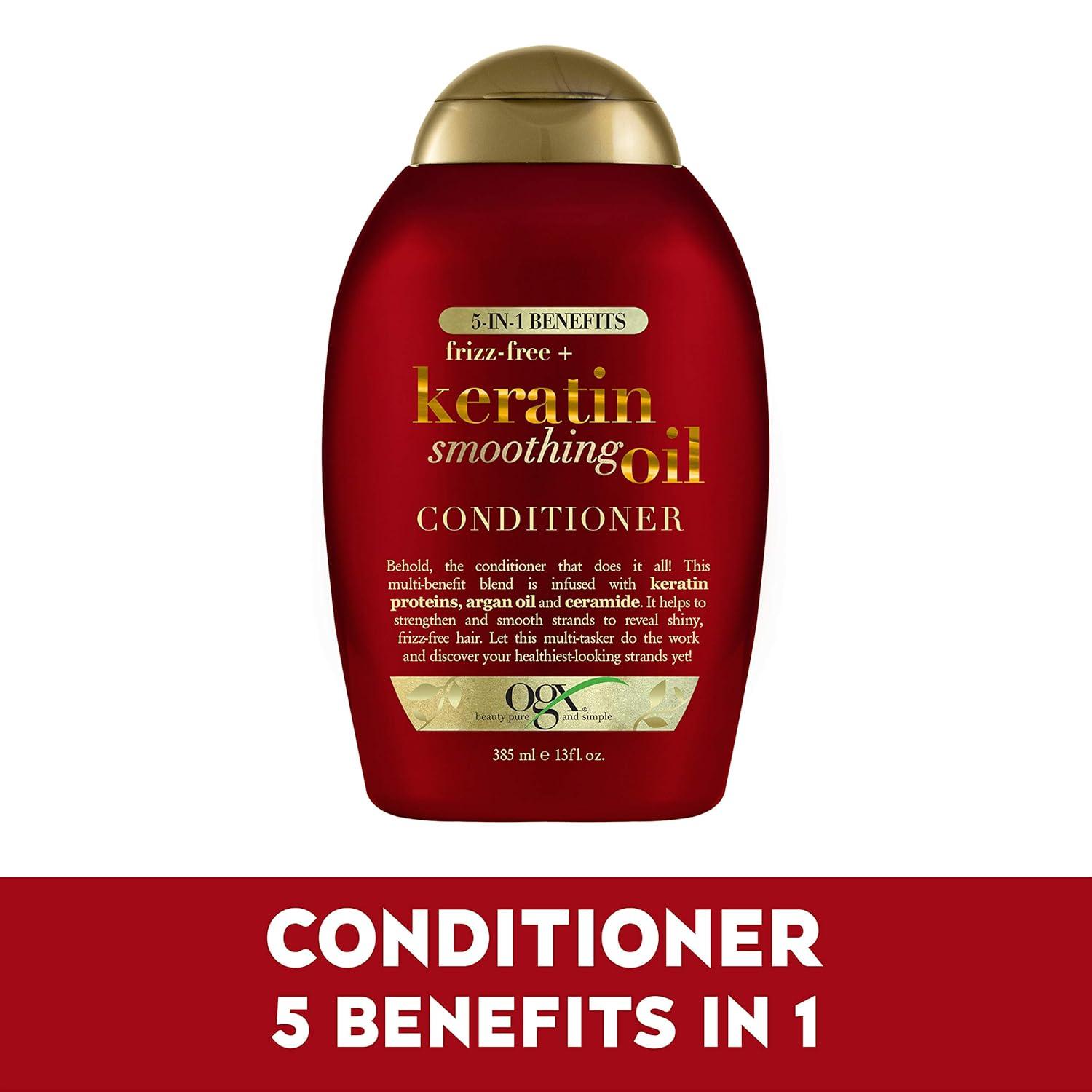 image:imageOGX FrizzFree Keratin Smoothing Oil Conditioner 5 in 1 for Frizzy Hair Shiny Hair 13 Fl Oz13 Fl Oz Pack of 2
