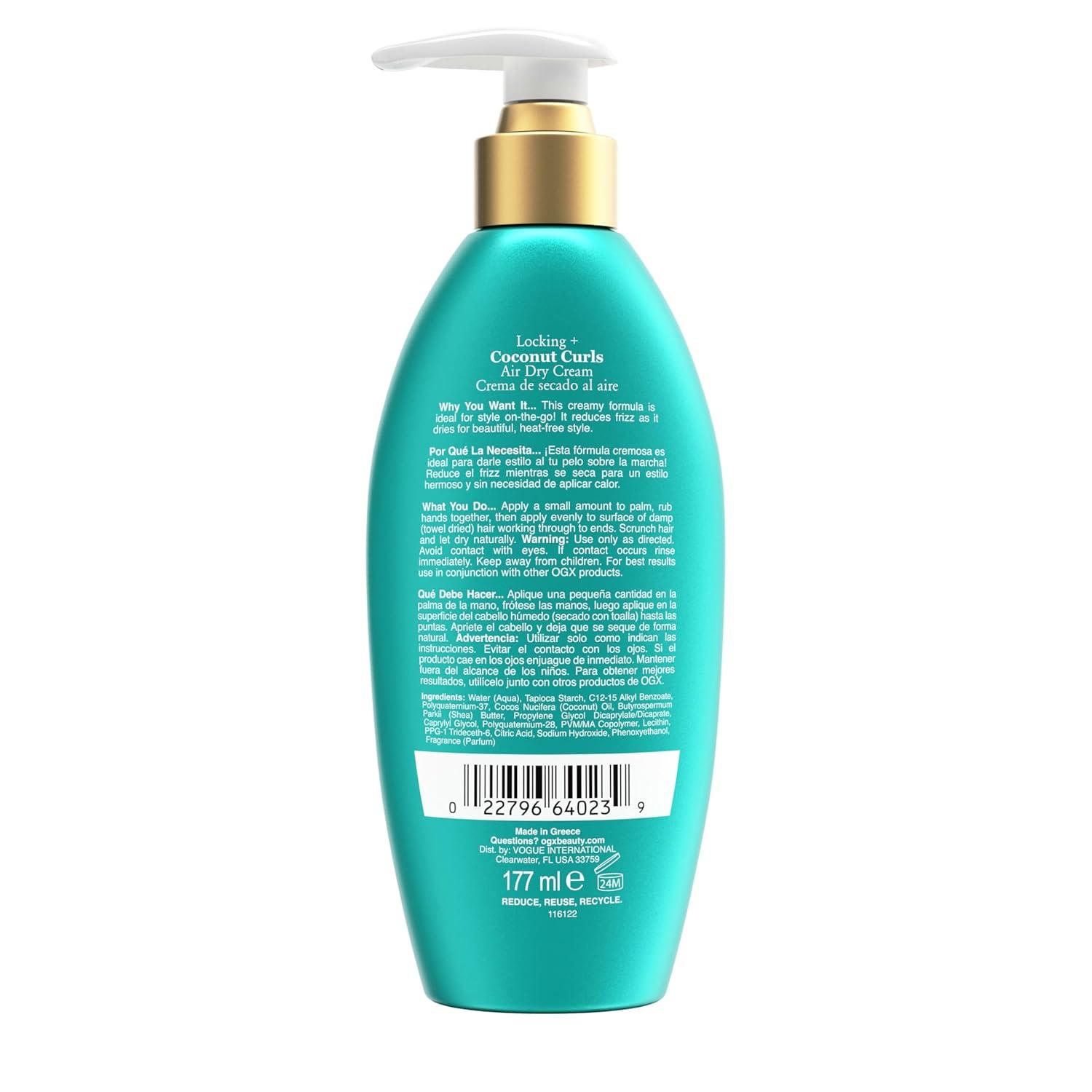 image:imageOGX Locking Coconut Curls Air Dry Cream No Parabens 6 oz6 Fl Oz Pack of 1