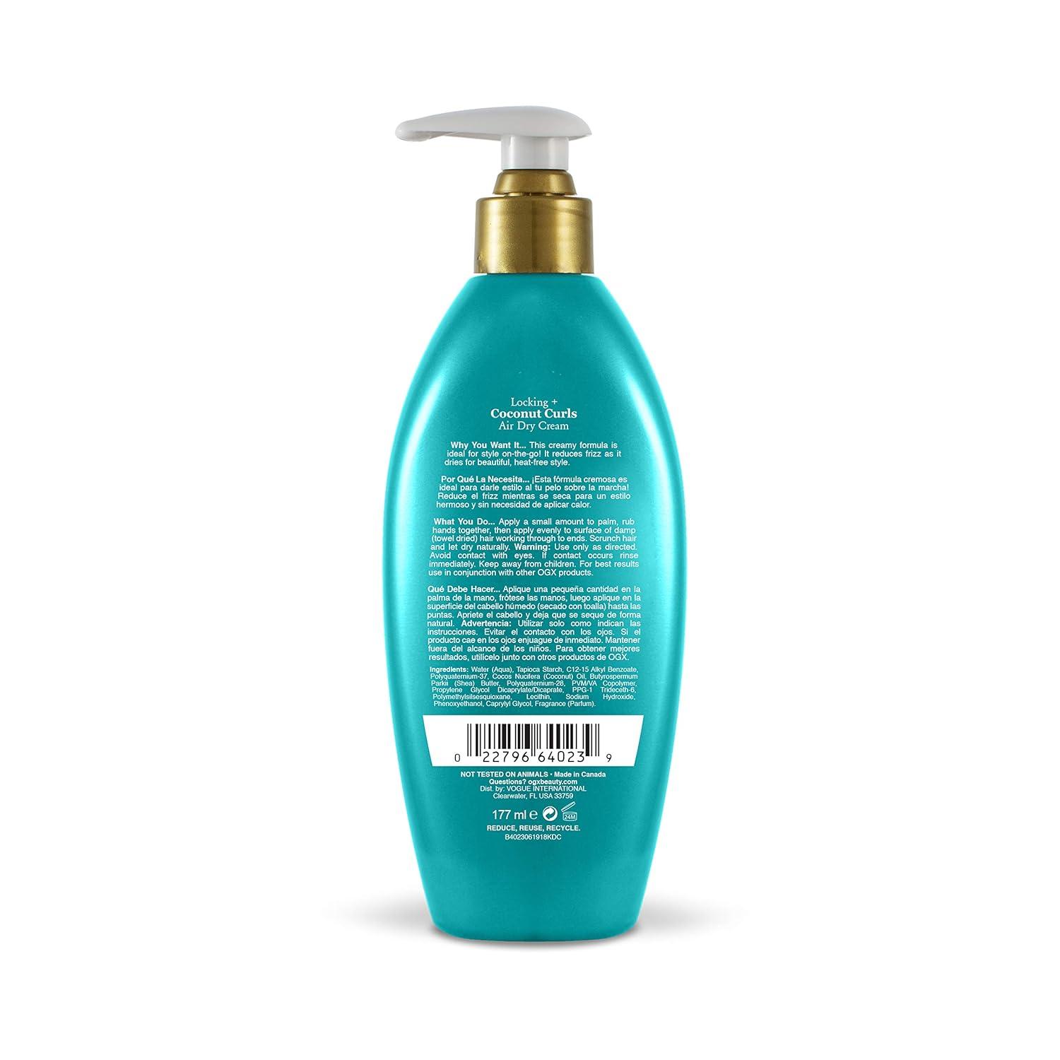 image:imageOGX Locking Coconut Curls Air Dry Cream No Parabens 6 oz6 Fl Oz Pack of 2