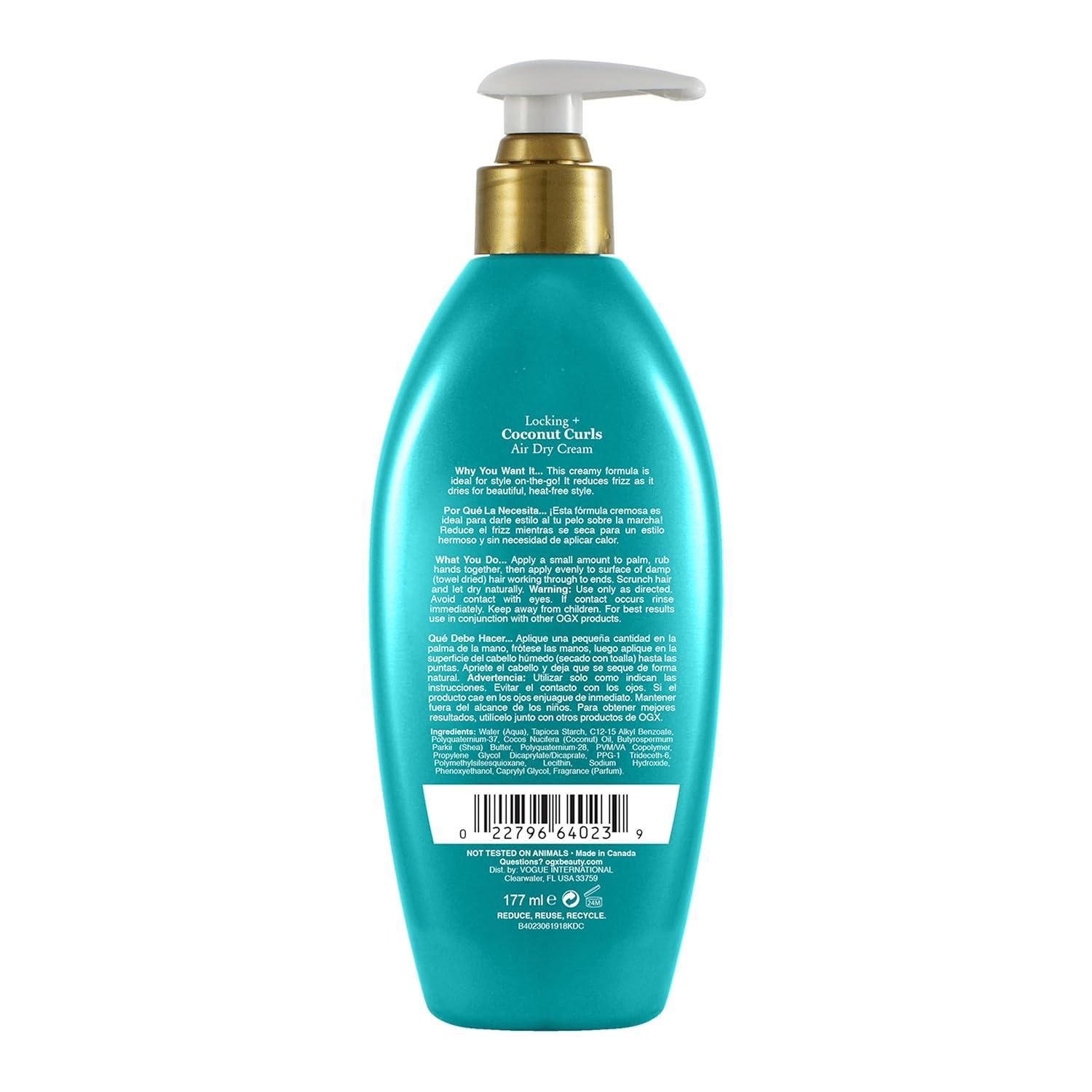image:imageOGX Locking Coconut Curls Air Dry Cream No Parabens 6 oz6 Fl Oz Pack of 2
