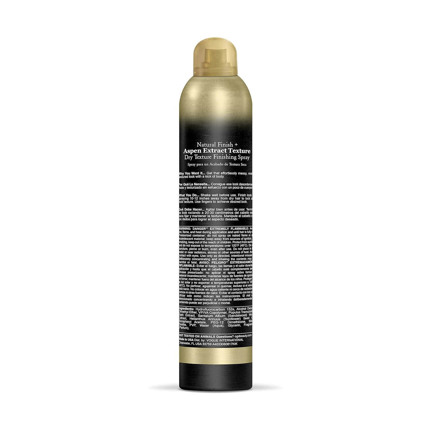 image:imageOGX Natural Finish Aspen Extract Dry Texture Hair Spray 8 OunceBlack