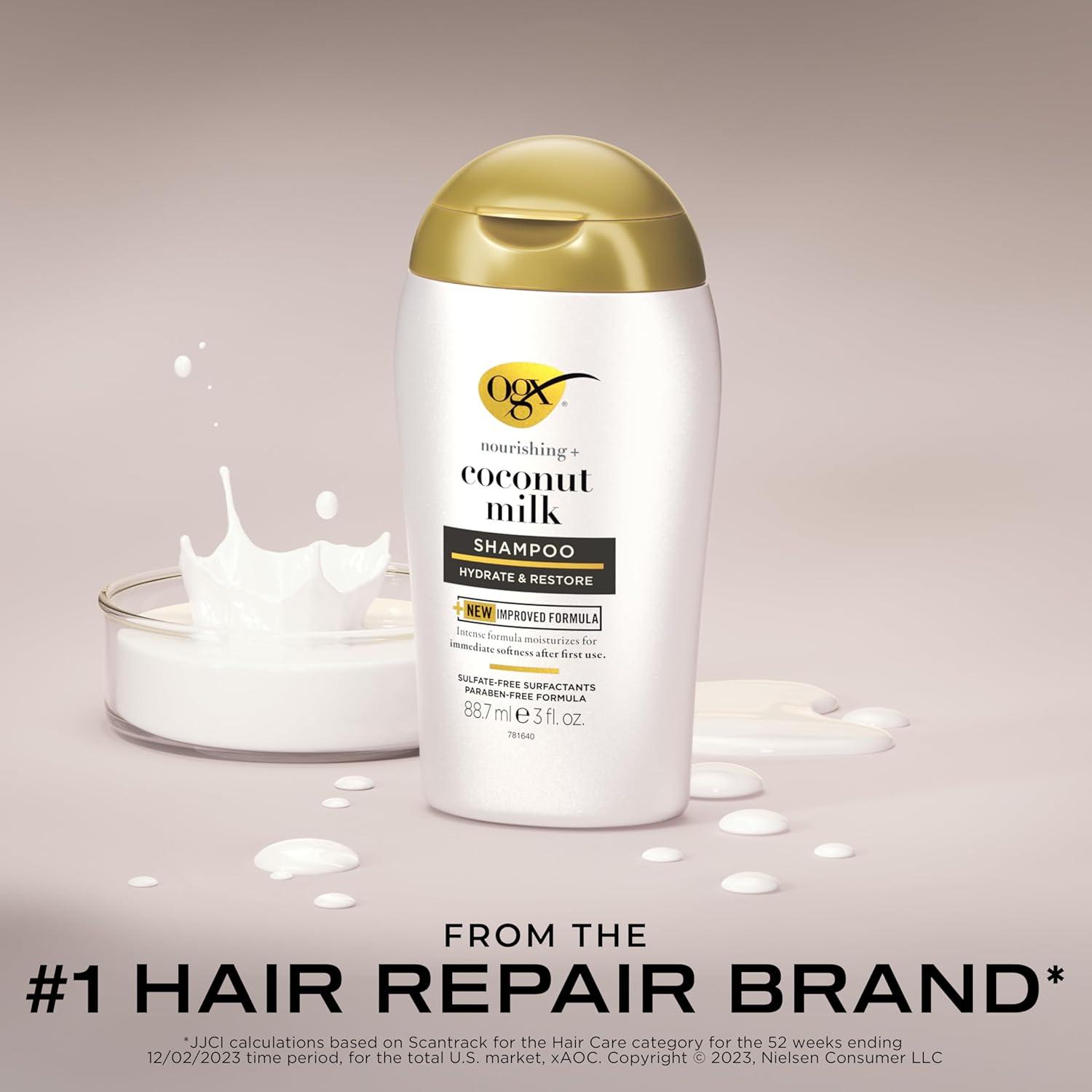 image:imageOGX Nourishing Coconut Milk Shampoo Hydrating amp Restoring Shampoo Moisturizes for Soft Hair After the First Use ParabenFree SulfateFree Surfactants 254 fl oz3 Fl Oz Pack of 1