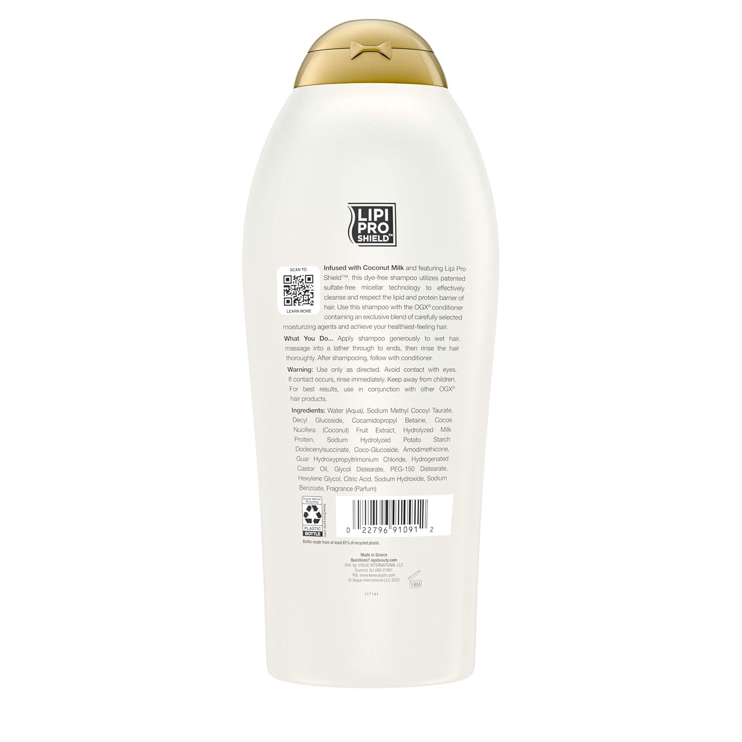 image:imageOGX Nourishing Coconut Milk Shampoo Hydrating amp Restoring Shampoo Moisturizes for Soft Hair After the First Use ParabenFree SulfateFree Surfactants 254 fl oz254 Fl Oz Pack of 1
