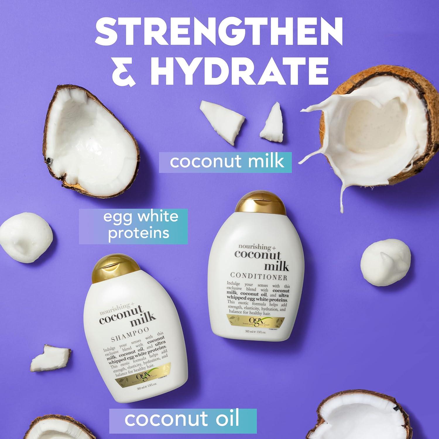 image:imageOGX Nourishing Coconut Milk Shampoo Hydrating amp Restoring Shampoo Moisturizes for Soft Hair After the First Use ParabenFree SulfateFree Surfactants 254 fl oz254 Fl Oz Pack of 2