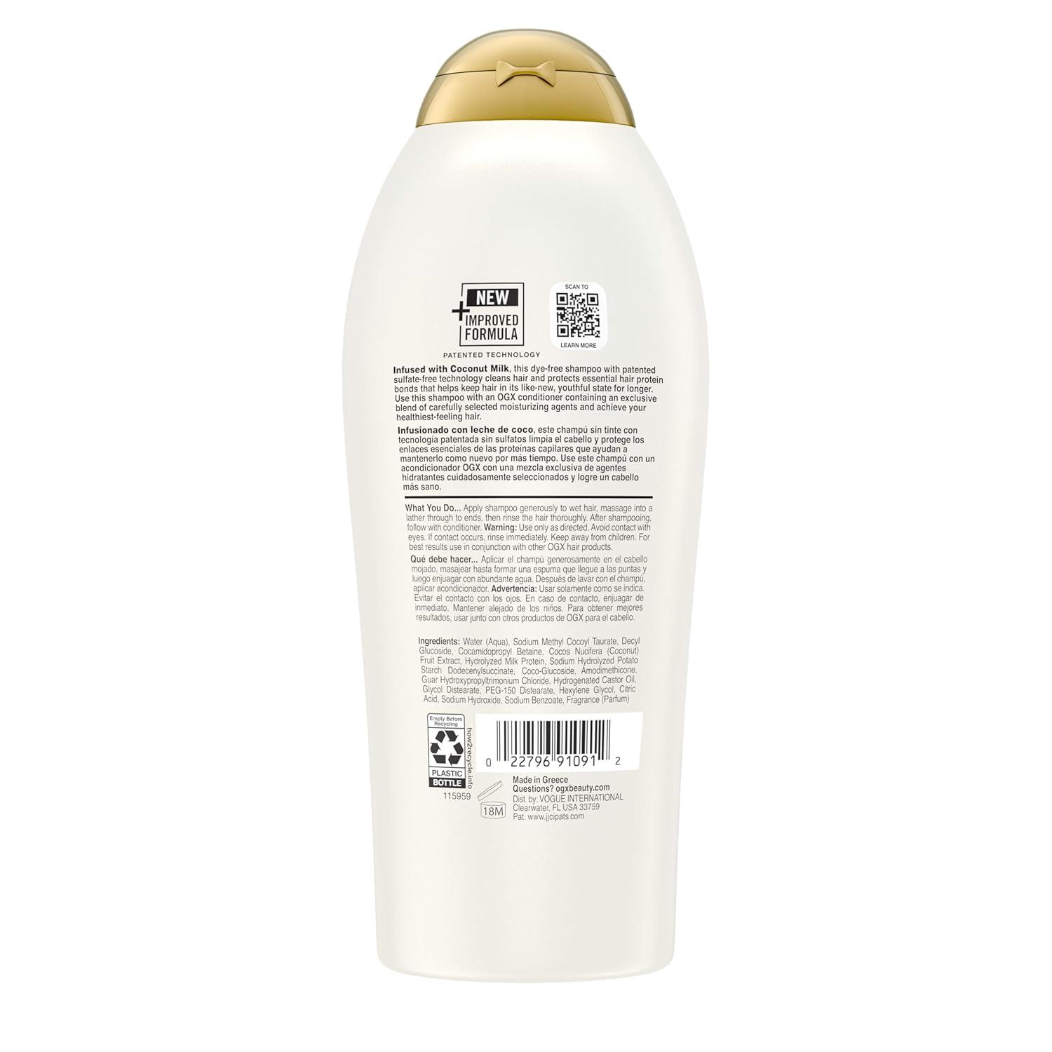 image:imageOGX Nourishing Coconut Milk Shampoo Hydrating amp Restoring Shampoo Moisturizes for Soft Hair After the First Use ParabenFree SulfateFree Surfactants 254 fl oz254 Fl Oz Pack of 1