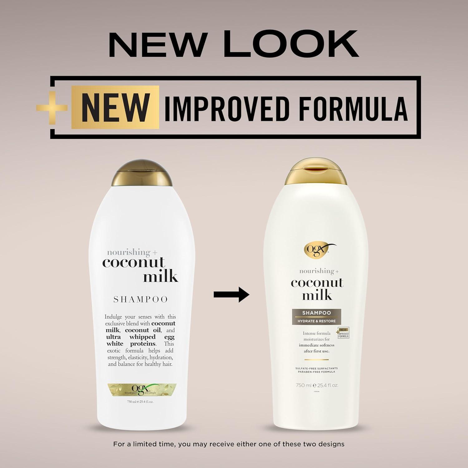 image:imageOGX Nourishing Coconut Milk Shampoo Hydrating amp Restoring Shampoo Moisturizes for Soft Hair After the First Use ParabenFree SulfateFree Surfactants 254 fl oz254 Fl Oz Pack of 2