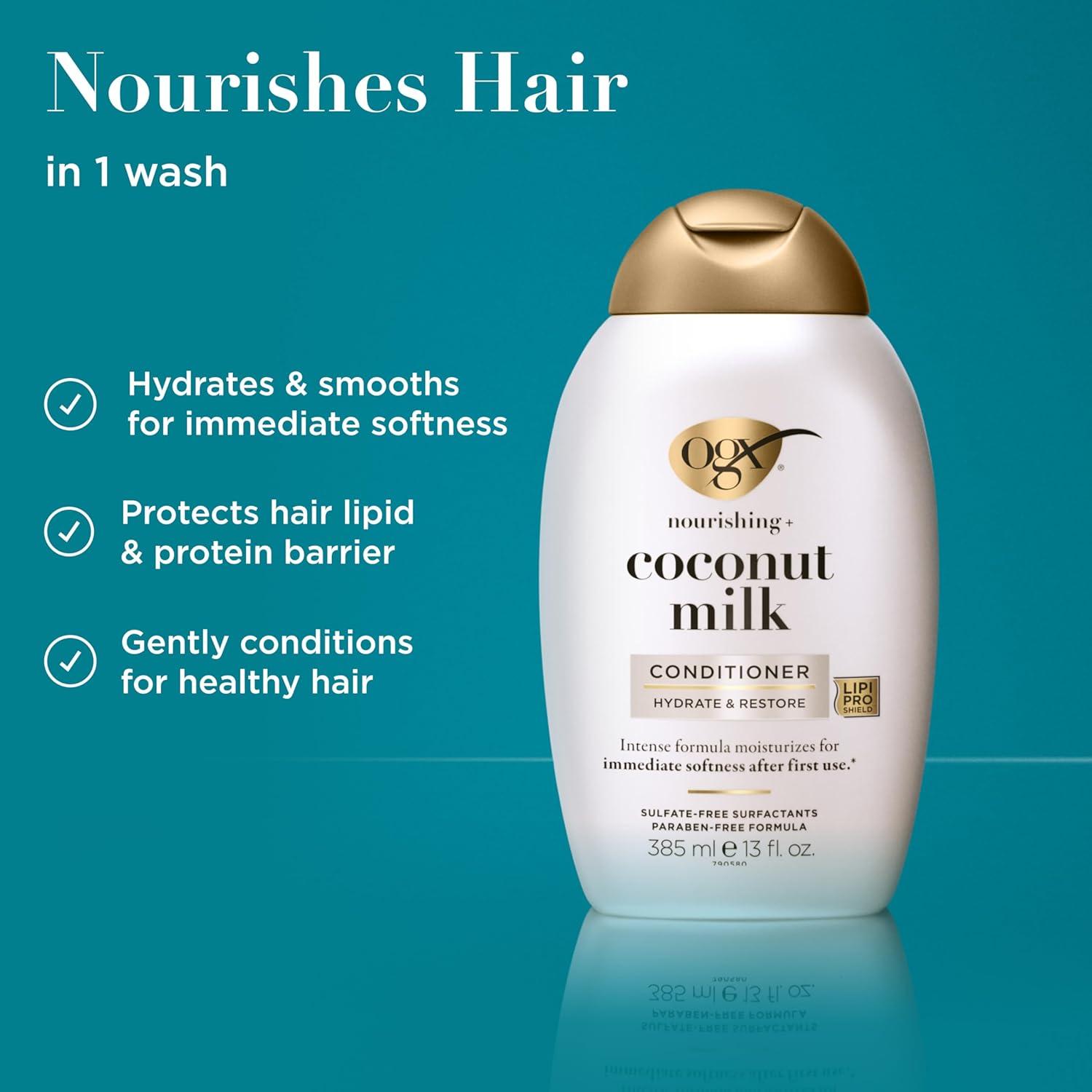 image:imageOGX Nourishing Coconut Moisturizing Conditioner for Strong amp Healthy Hair with Coconut Oil amp Egg White Protein ParabenFree SulfateFree 13 oz Pack of 413 Fl Oz Pack of 1