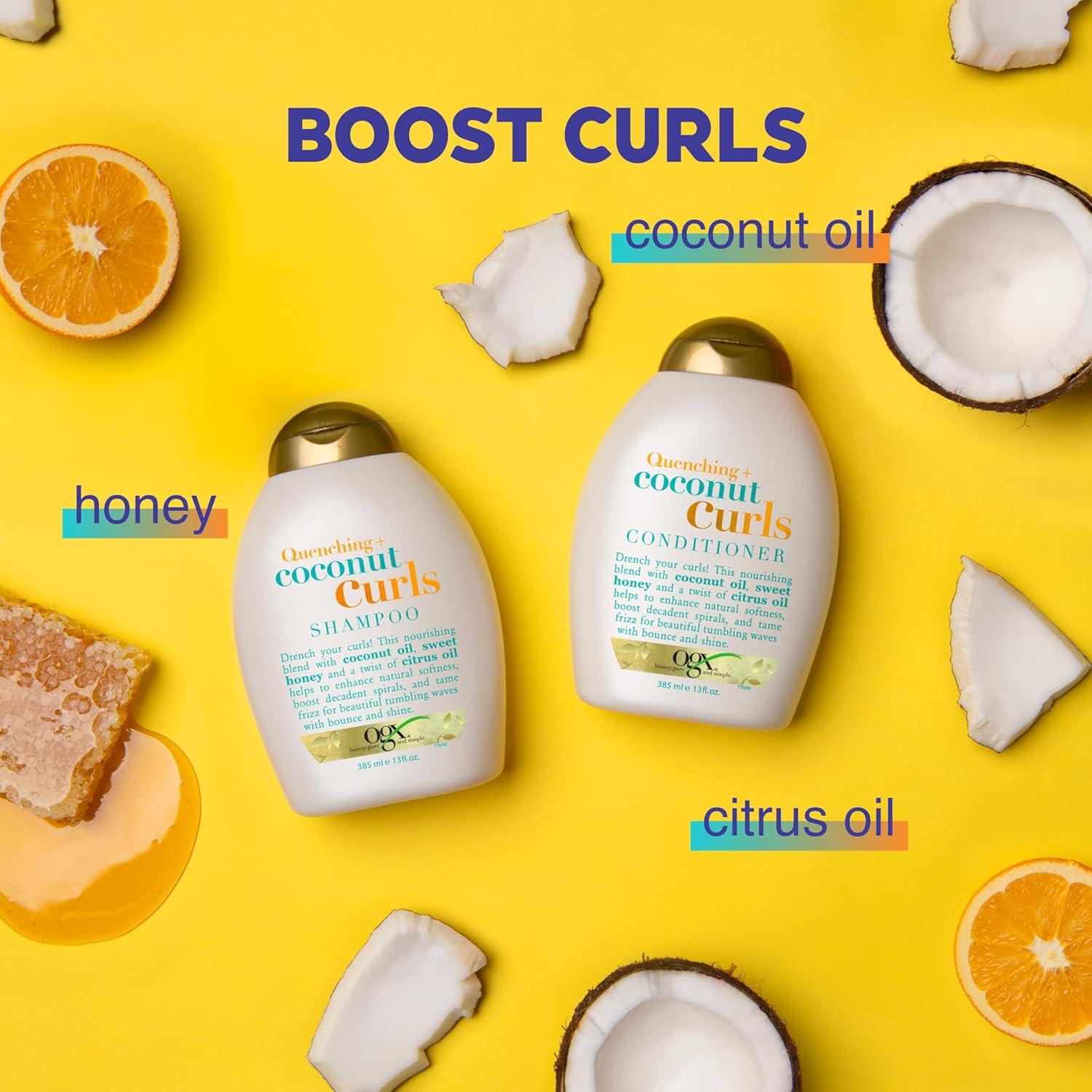 image:imageOGX Quenching Coconut CurlDefining Shampoo Hydrating amp Nourishing Curly Hair Shampoo with Coconut Oil Citrus Oil amp Honey Paraben SulfateFree Surfactants 13 floz13 Fl Oz Pack of 2