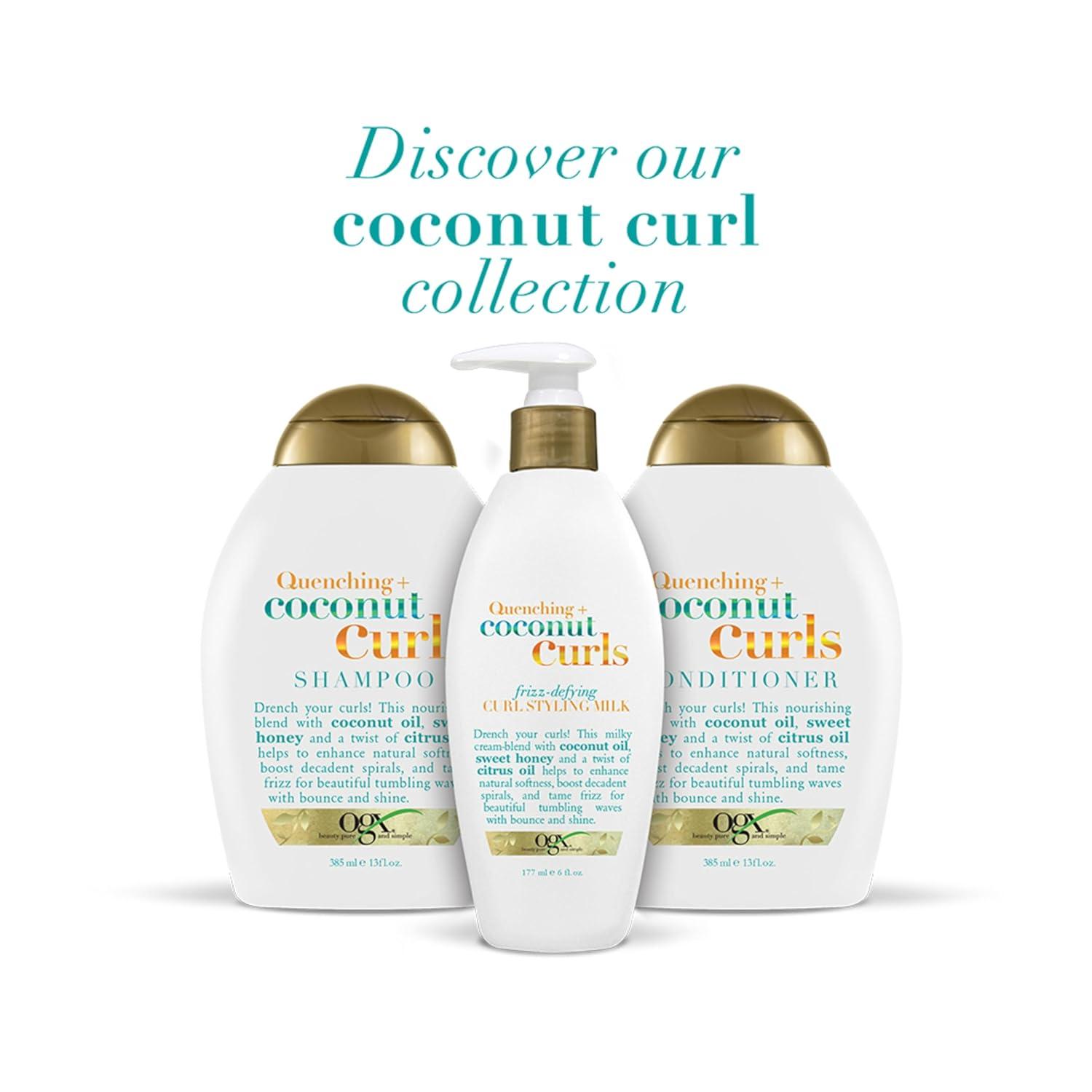 image:imageOGX Quenching Coconut CurlDefining Shampoo Hydrating amp Nourishing Curly Hair Shampoo with Coconut Oil Citrus Oil amp Honey Paraben SulfateFree Surfactants 13 floz13 Fl Oz Pack of 2