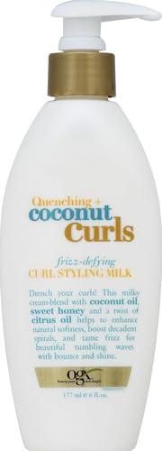 image:imageOGX Quenching Coconut Curls FrizzDefying Styling Milk Nourishing LeaveIn Hair Treatment with Coconut Citrus Oil amp Honey ParabenFree and SulfatedSurfactants Free 6 fl oz6 Fl Oz Pack of 2