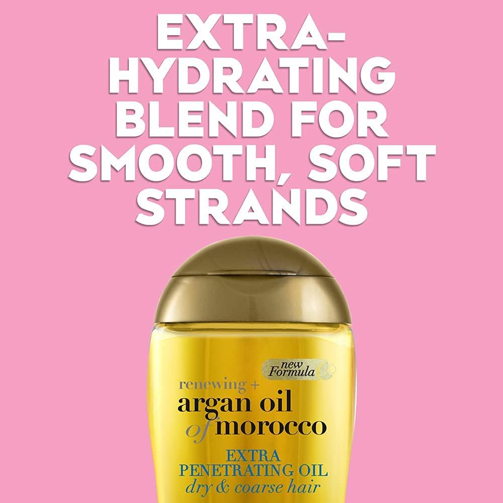 image:imageOGX Renewing Argan Oil of Morocco Hair Oil Extra Strength Penetrating Serum Treatment for Dry Damaged Frizzy Curly amp Coarse Hair ColdPressed Argan Oil Shine 33 Fl OzCitrus