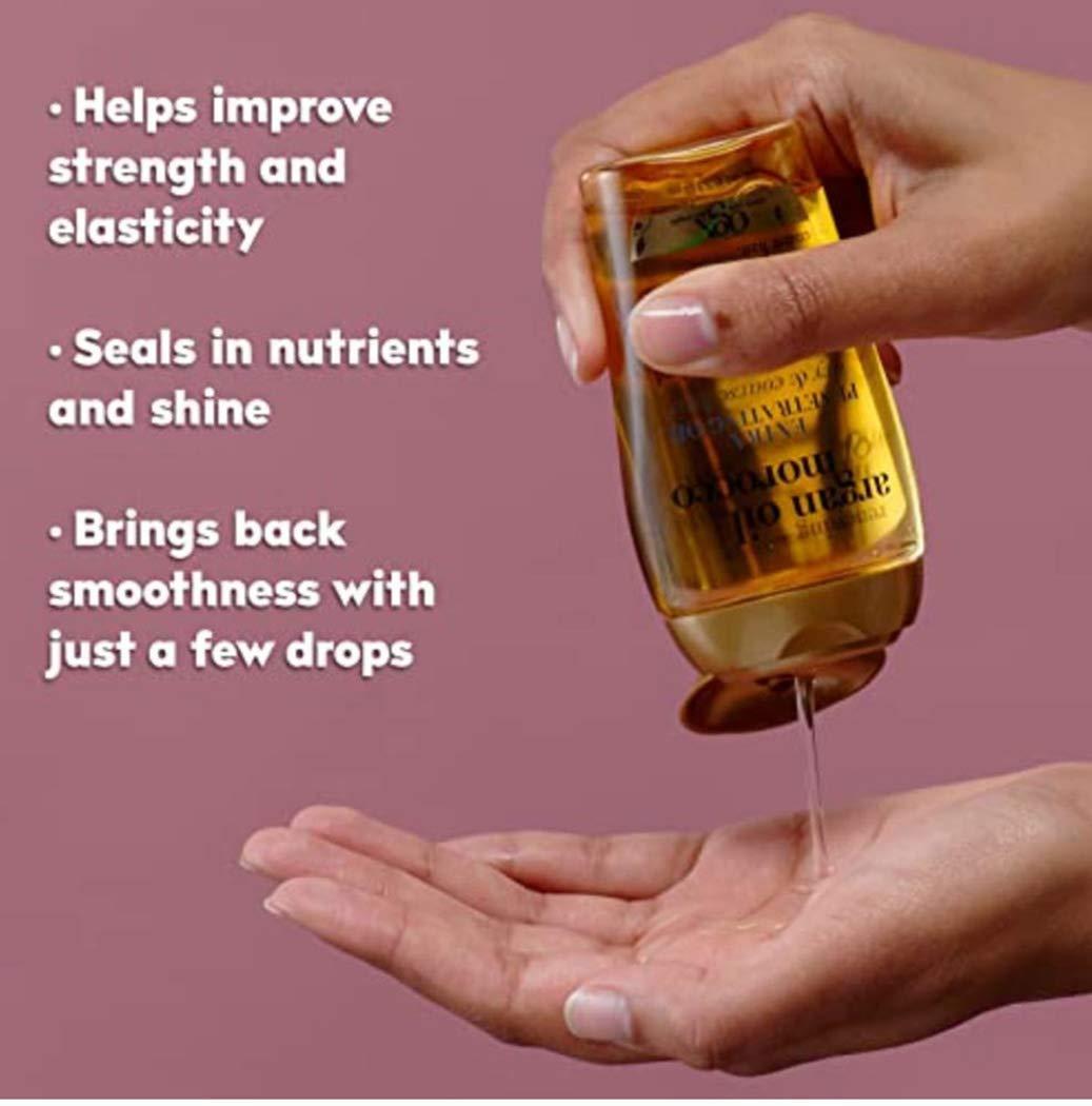 image:imageOGX Renewing Argan Oil of Morocco Hair Oil Extra Strength Penetrating Serum Treatment for Dry Damaged Frizzy Curly amp Coarse Hair ColdPressed Argan Oil Shine 33 Fl OzCitrus