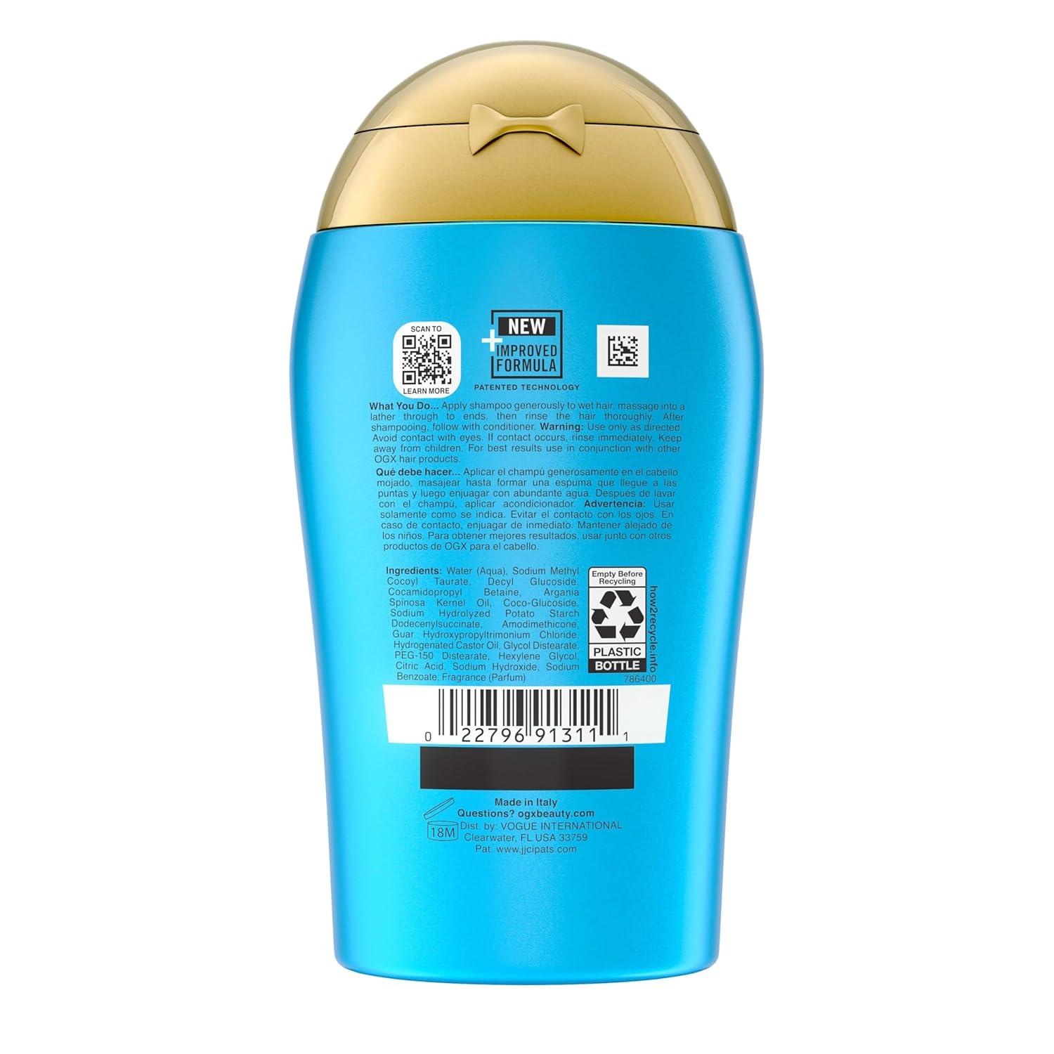 image:imageOGX Renewing Argan Oil of Morocco Shampoo Damage Repairing Shampoo amp Argan Oil to Cleanse amp Help Strengthen amp Repair Damaged Hair Travel Size TSAComplaint 3 fl oz3 Fl Oz Pack of 1