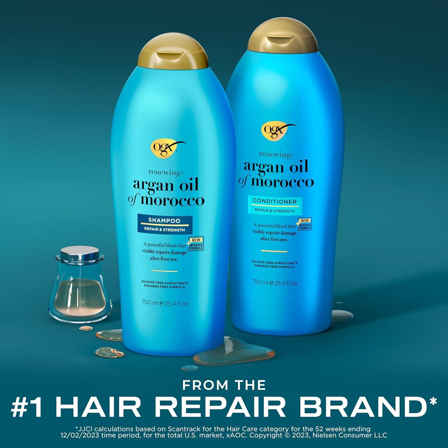 image:imageOGX Renewing Argan Oil of Morocco Shampoo amp Conditioner Set Helps Strengthen amp Repair Dry Damaged Hair ParabenFree SulfateFree Surfactants 254 fl Oz Pack of 2