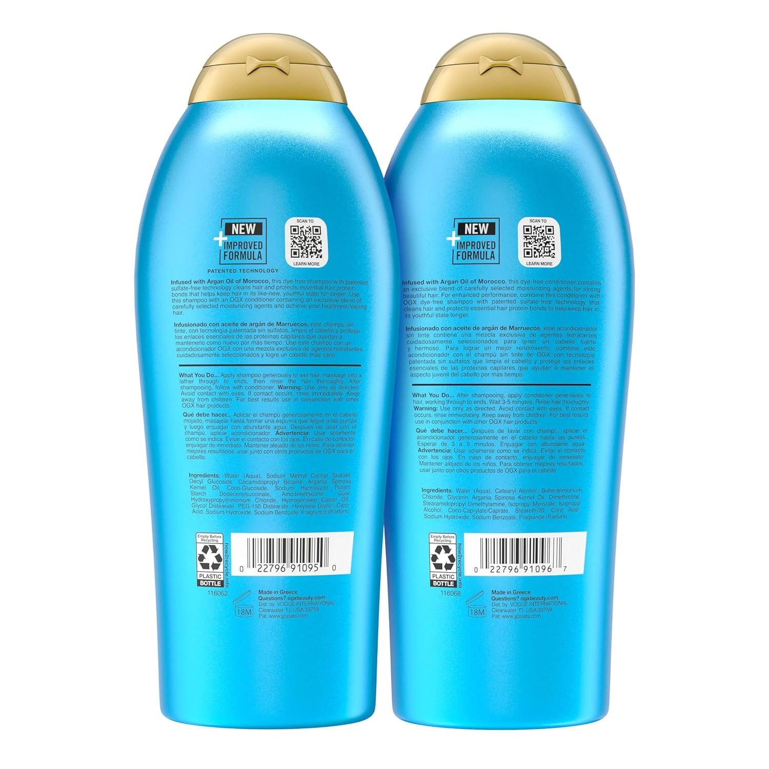 image:imageOGX Renewing Argan Oil of Morocco Shampoo amp Conditioner Set Helps Strengthen amp Repair Dry Damaged Hair ParabenFree SulfateFree Surfactants 254 fl Oz Pack of 2