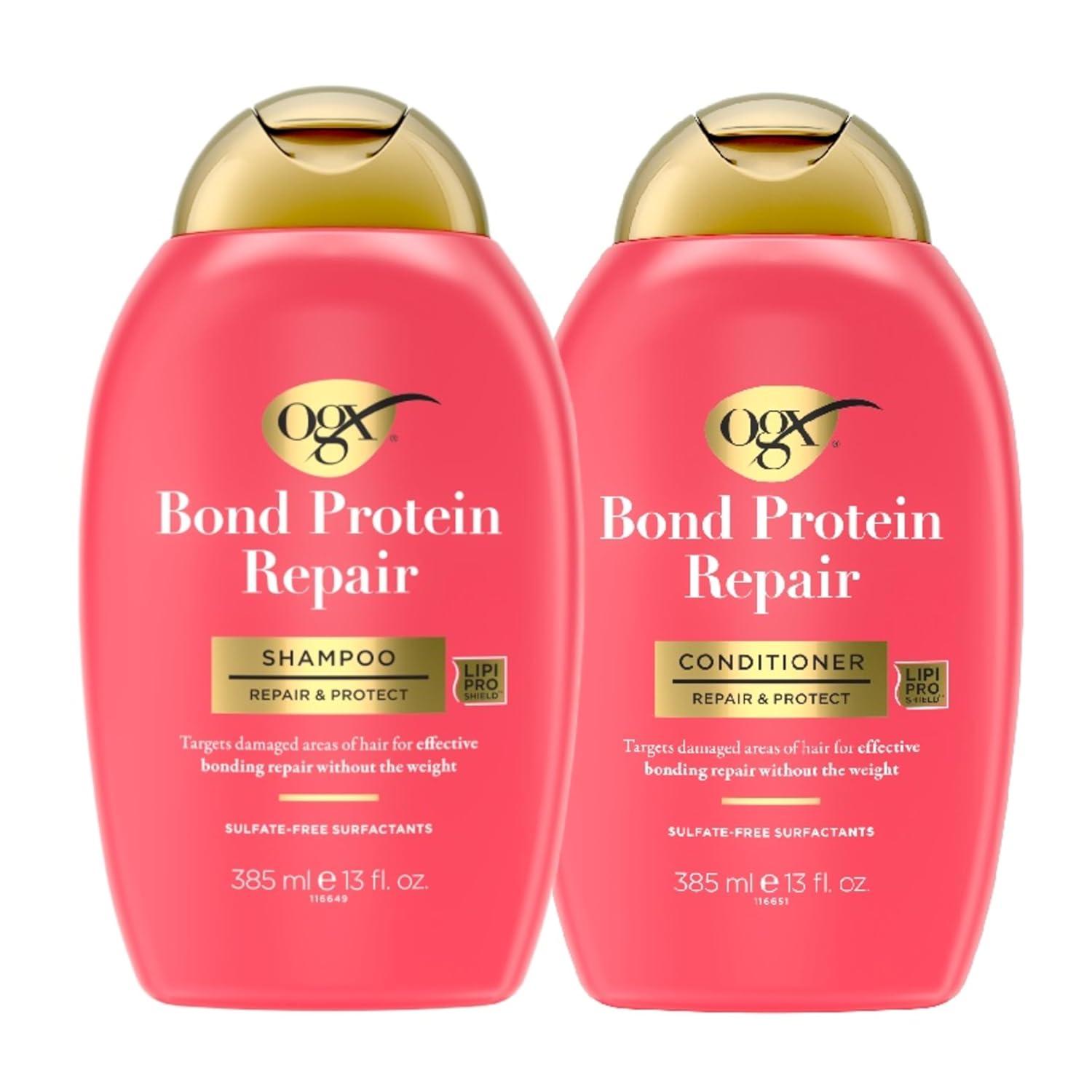 image:imageOGX Repair Protect Bond Protein Repair Shampoo and Conditioner Set targets damaged areas for bond protection sulfatefree hydrating care for colortreated dry hair 13 fl oz each Pack of 2
