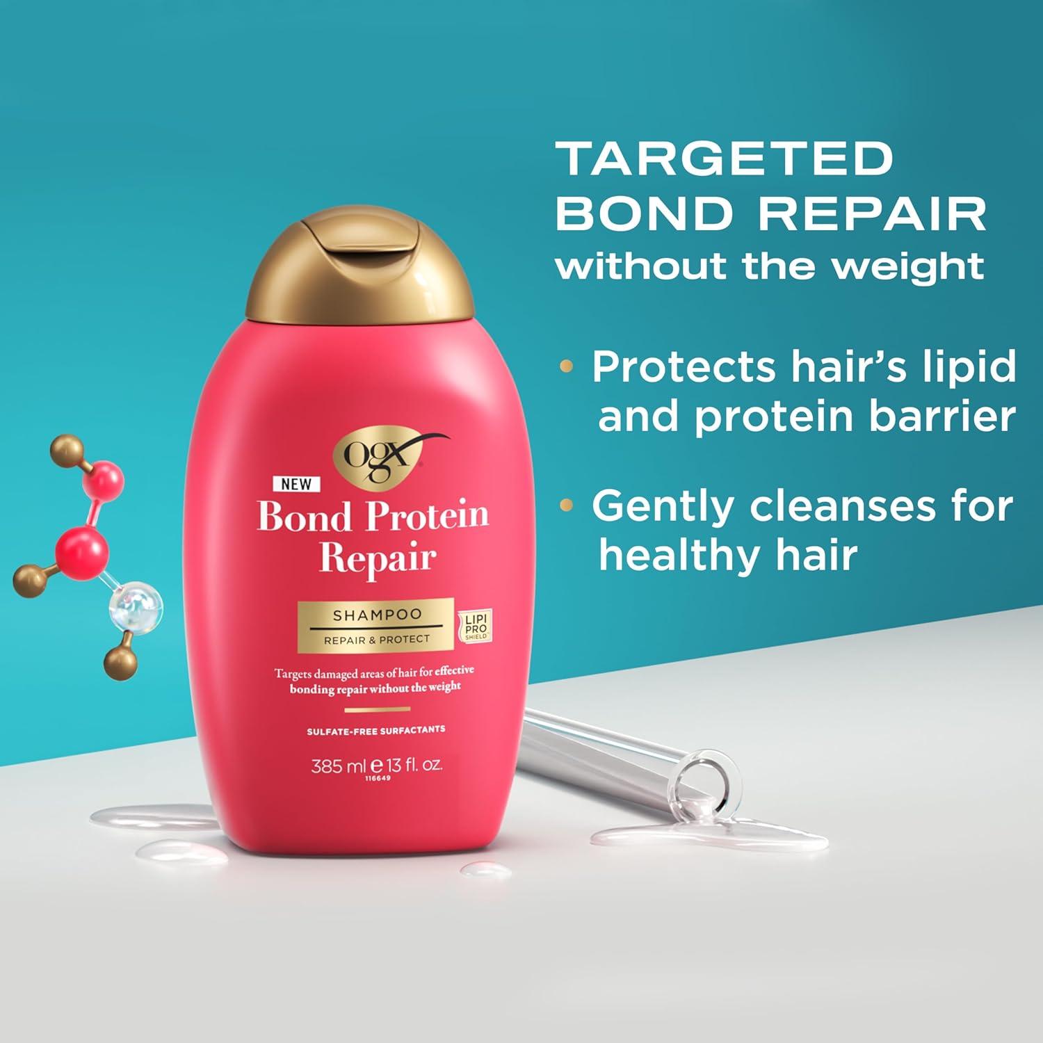 image:imageOGX Repair Protect Bond Protein Repair Shampoo and Conditioner Set targets damaged areas for bond protection sulfatefree hydrating care for colortreated dry hair 13 fl oz each Pack of 2