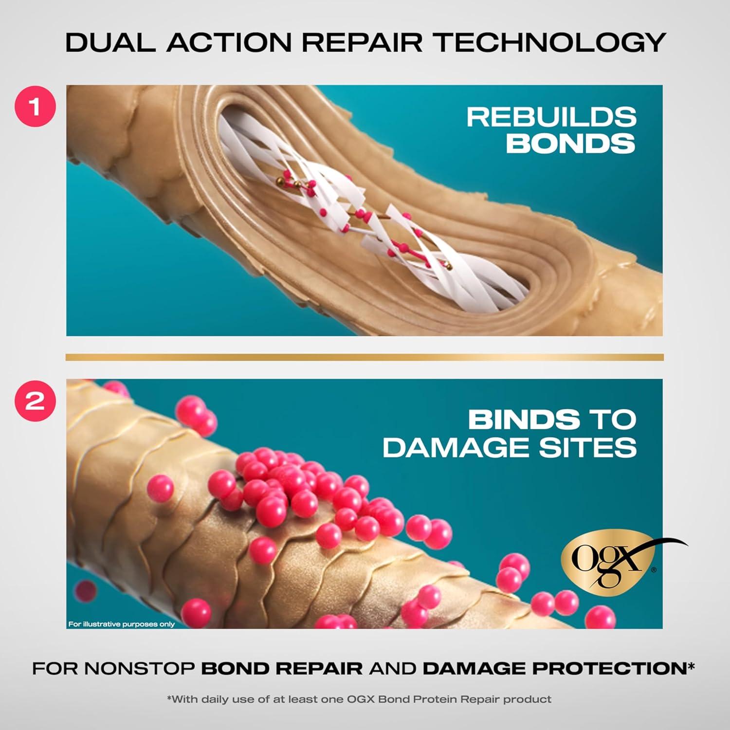 image:imageOGX Repair Protect Bond Protein Repair Shampoo and Conditioner Set targets damaged areas for bond protection sulfatefree hydrating care for colortreated dry hair 13 fl oz each Pack of 2