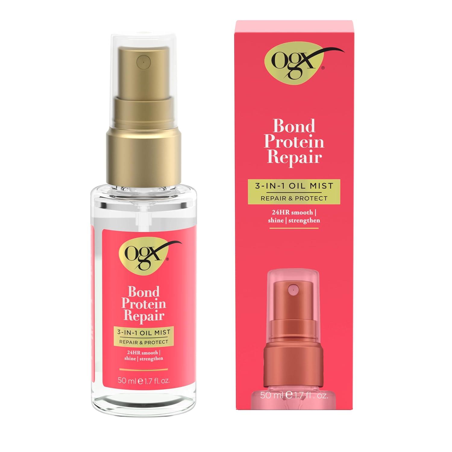 image:imageOGX Repair amp Protect Bond Protein Repair 3in1 Oil Mist Hair Oil Protects Dry Damaged Hair Against Frizz Strengthens amp Maintains Shine Hair Mist Formulated without Parabens 17 oz