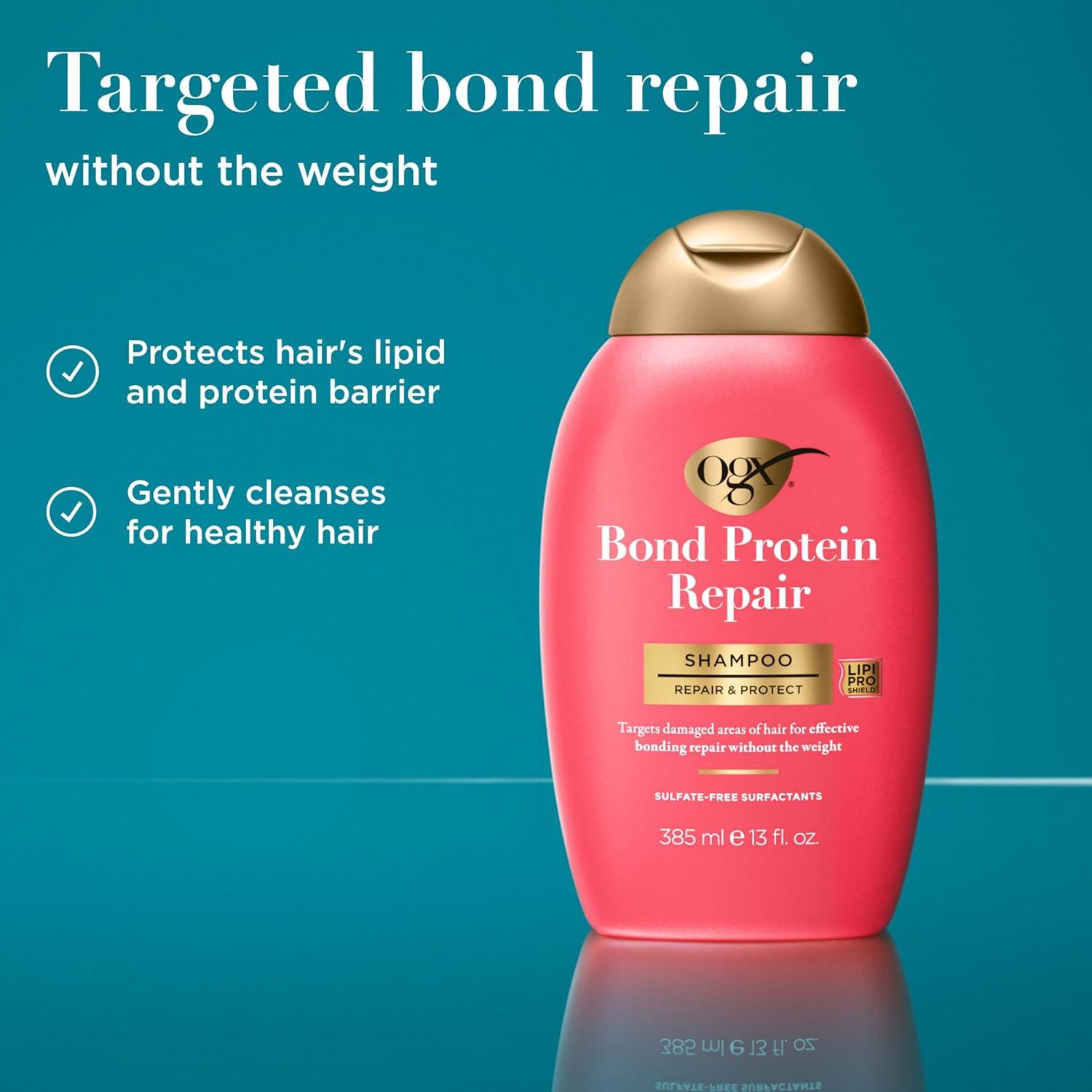 image:imageOGX Repair amp Protect Bond Protein Repair Shampoo Lightweight Hair Wash Cleanses amp Targets Damaged Hair for Effective Bond Repair Formulated without Parabens 13 fl oz13 Fl Oz Pack of 2