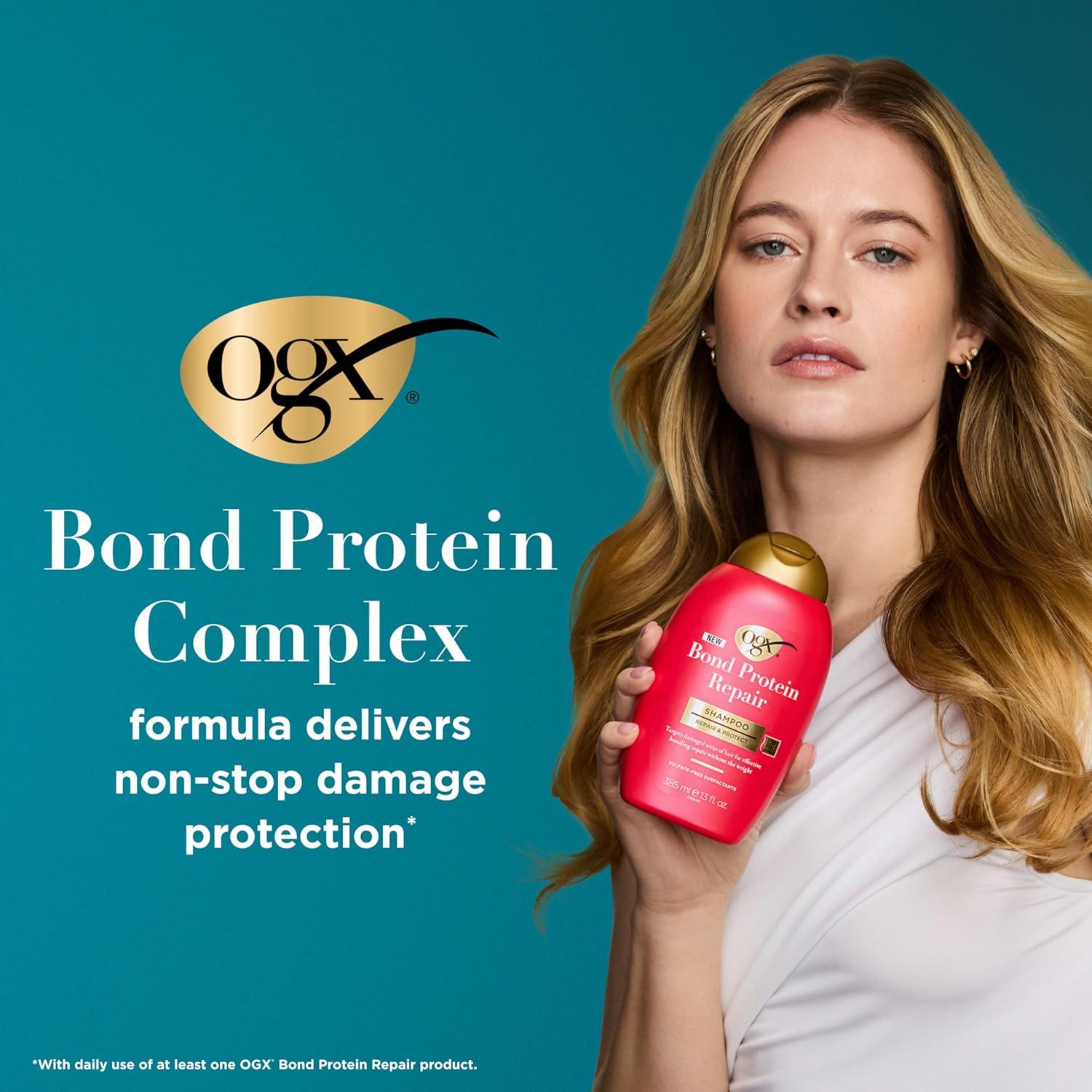 image:imageOGX Repair amp Protect Bond Protein Repair Shampoo Lightweight Hair Wash Cleanses amp Targets Damaged Hair for Effective Bond Repair Formulated without Parabens 13 fl oz13 Fl Oz Pack of 2