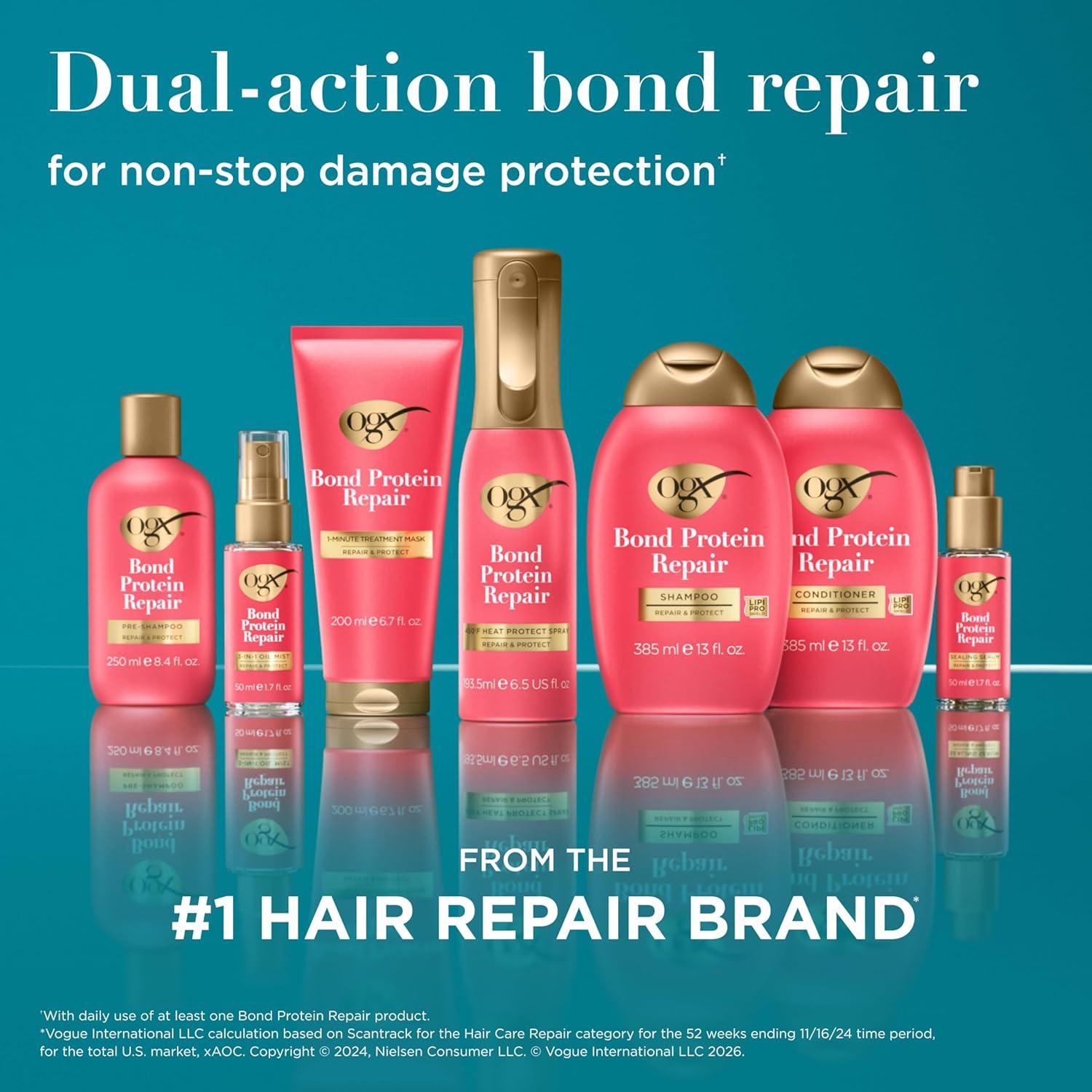 image:imageOGX Repair amp Protect Bond Protein Repair Shampoo Lightweight Hair Wash Cleanses amp Targets Damaged Hair for Effective Bond Repair Formulated without Parabens 13 fl oz13 Fl Oz Pack of 2