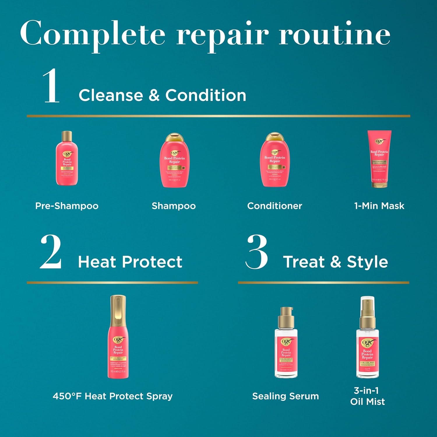 image:imageOGX Repair amp Protect Bond Protein Repair Shampoo Lightweight Hair Wash Cleanses amp Targets Damaged Hair for Effective Bond Repair Formulated without Parabens 13 fl oz13 Fl Oz Pack of 2