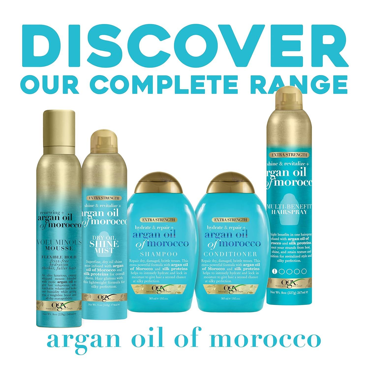 image:imageOGX Revitalize Argan Shine Extra Strength MultiBenefit Heat Protection Hairspray with Argan Oil amp Silk Proteins Tame Frizz amp NonGreasy Shine Morocco 8 Ounce