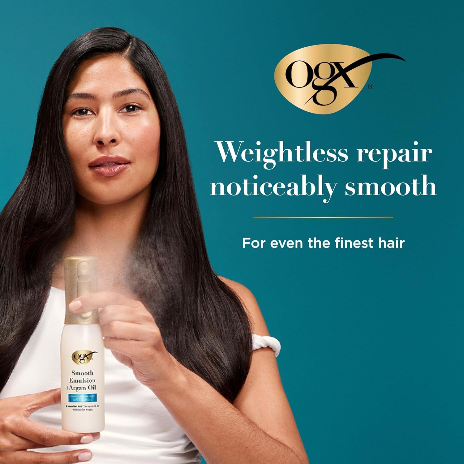 image:imageOGX Smooth Emulsion Argan Oil Conditioning Hair Mist Damage Repair Spray with Ceramides for 4x Smoother Hair for up to 48 Hours Without the Weight 450F Heat Protection 65 fl oz