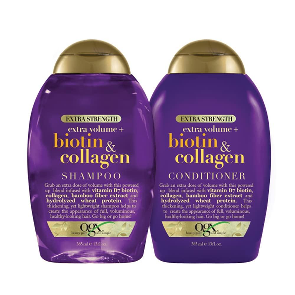 image:imageOGX Thick amp Full Biotin amp Collagen Extra Strength Volumizing Shampoo amp Conditioner with Vitamin B7 amp Hydrolyzed Wheat Protein for Fine Hair SulfateFree Surfactants for Fuller Hair 13 Fl Oz13 Fl Oz Pack of 2