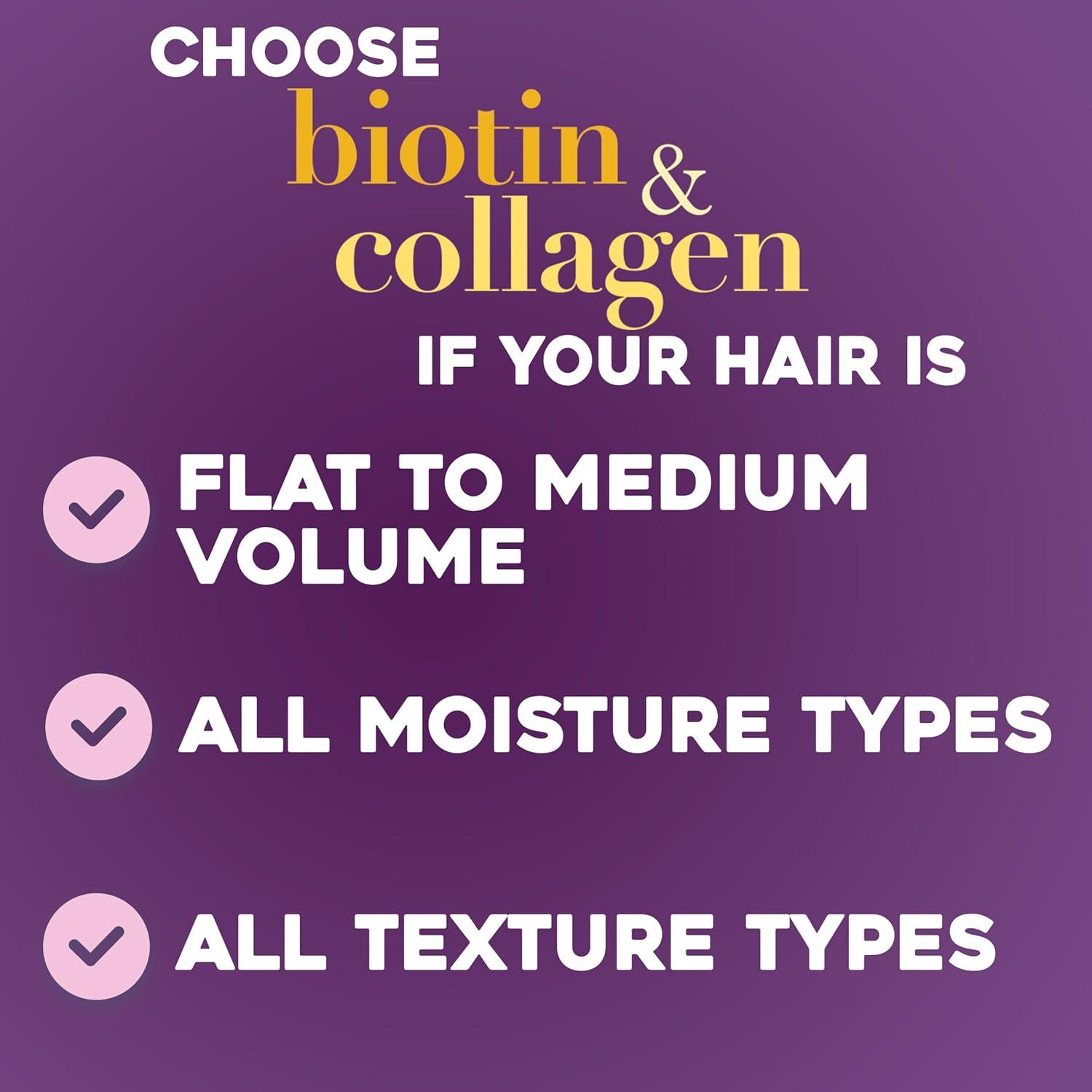 image:imageOGX Thick amp Full Biotin amp Collagen Volumizing Conditioner NutrientInfused Conditioner with Vitamin B7 Biotin Gives Hair Volume amp Body for 72 Hours SulfateFree Surfactants 13 fl Oz254 Fl Oz Pack of 2