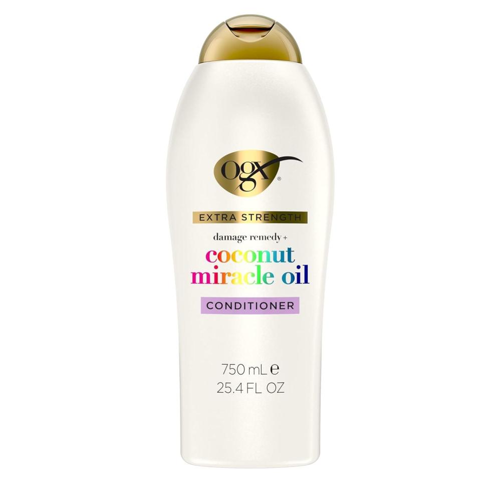 image:imageOGX Extra Strength Damage Remedy Coconut Miracle Oil Conditioner for Dry Frizzy or Coarse Hair Hydrating amp Flyaway Taming Conditioner ParabenFree SulfateFree Surfactants 254 Fl Oz254 Fl Oz Pack of 1