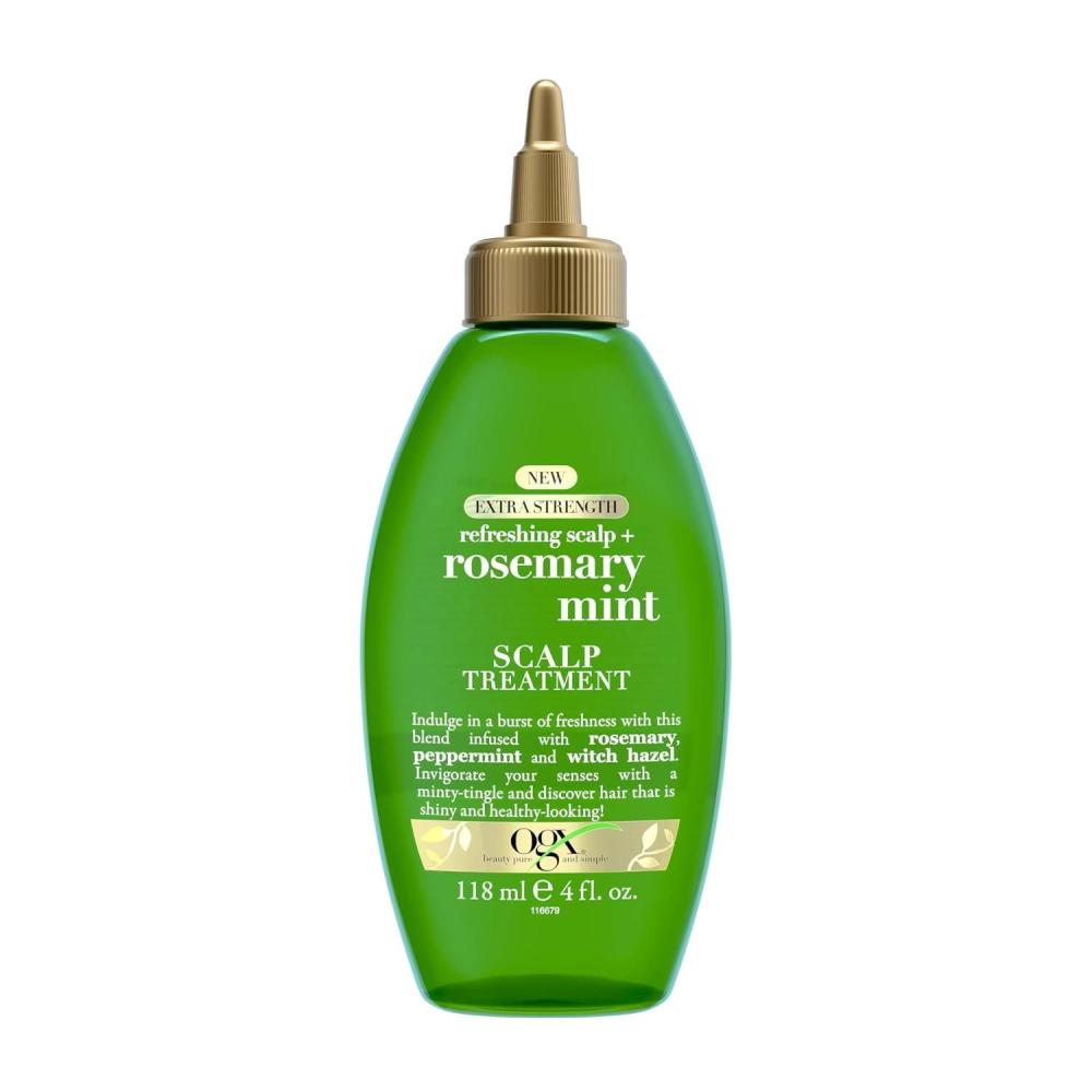 image:imageOGX Extra Strength Refreshing Scalp Rosemary Oil Mint Dry Scalp Treatment Peppermint amp Witch Hazel Scalp Detox Clarifying LeaveIn to Help Remove Buildup and Refresh Shiny Hair Finish 4 fl oz4 Fl Oz Pack of 1