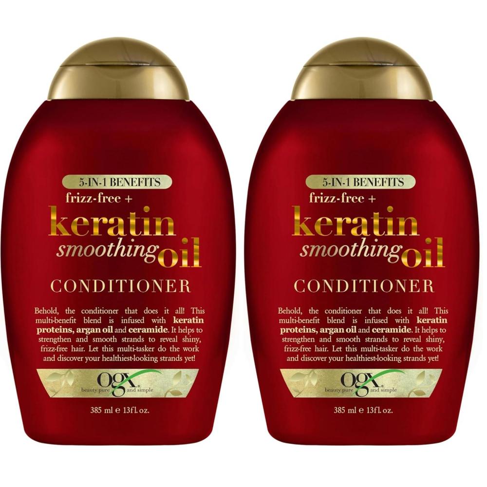 image:imageOGX FrizzFree Keratin Smoothing Oil Conditioner 5 in 1 for Frizzy Hair Shiny Hair 13 Fl Oz13 Fl Oz Pack of 2
