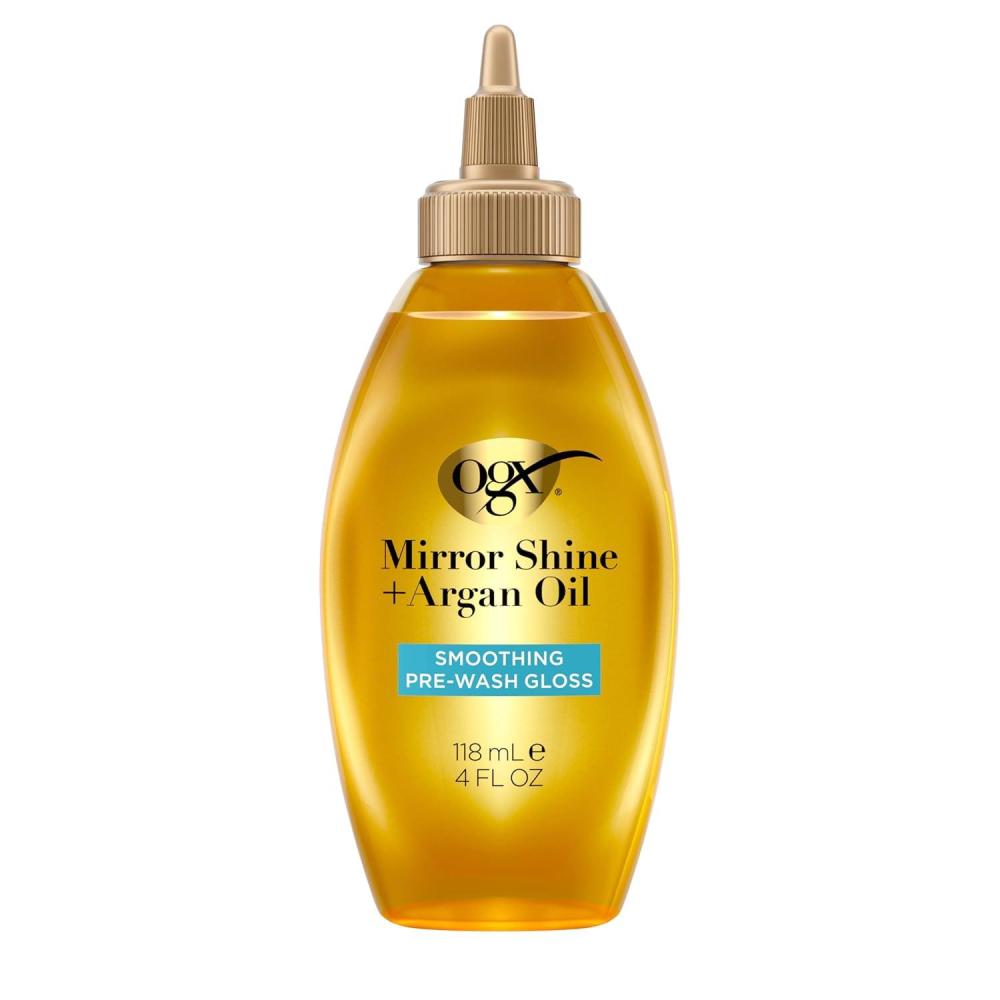 image:imageOGX Mirror Shine Argan Oil PreWash Hair Gloss Smoothing Rinse Out Treatment for 48 Hours of Glossy Shine amp Nourishing Repair Lightweight Hair Oil Mends Split Ends 4 fl oz