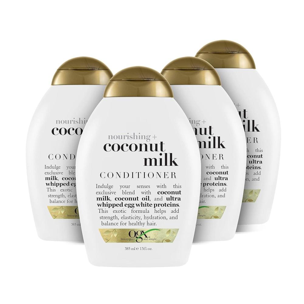 image:imageOGX Nourishing Coconut Moisturizing Conditioner for Strong amp Healthy Hair with Coconut Oil amp Egg White Protein ParabenFree SulfateFree 13 oz Pack of 413 Fl Oz Pack of 4