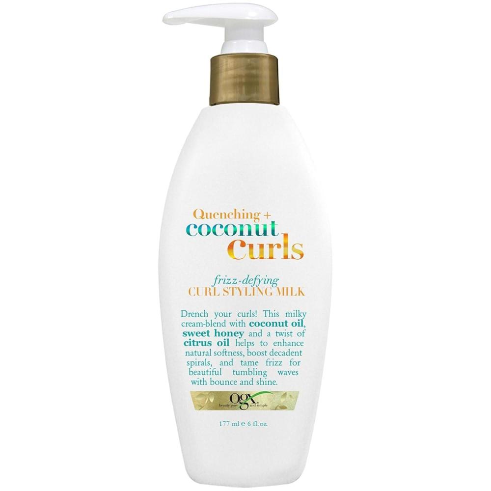 image:imageOGX Quenching Coconut Curls FrizzDefying Styling Milk Nourishing LeaveIn Hair Treatment with Coconut Citrus Oil amp Honey ParabenFree and SulfatedSurfactants Free 6 fl oz6 Fl Oz Pack of 1