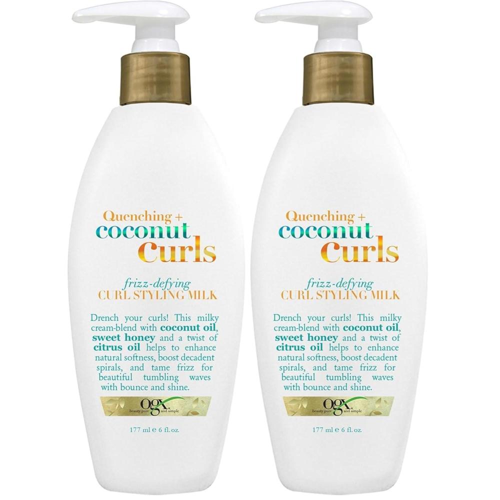 image:imageOGX Quenching Coconut Curls FrizzDefying Styling Milk Nourishing LeaveIn Hair Treatment with Coconut Citrus Oil amp Honey ParabenFree and SulfatedSurfactants Free 6 fl oz6 Fl Oz Pack of 2