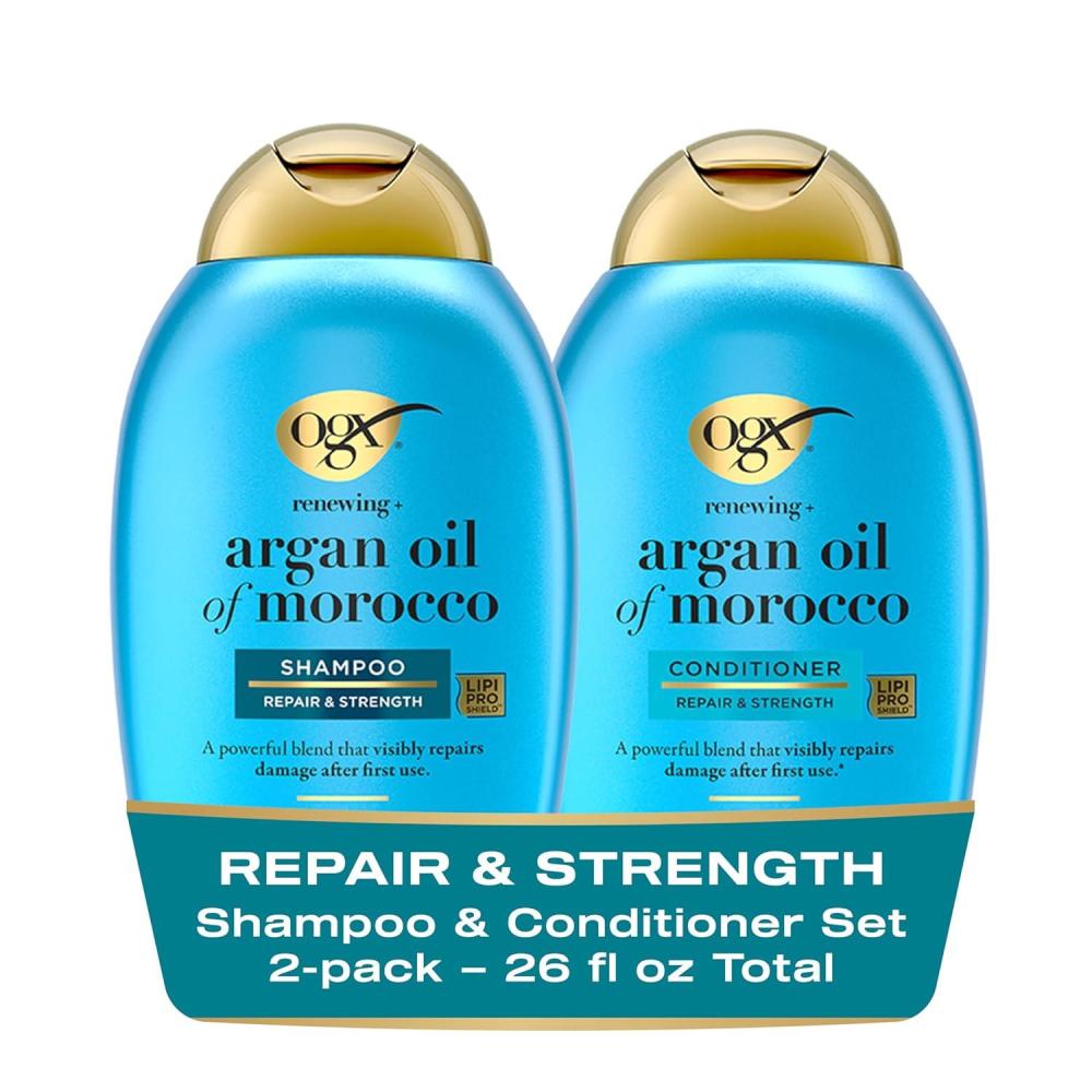 image:imageOGX Renewing  Argan Oil of Morocco Shampoo amp Conditioner Set Damage Repairing Shampoo amp Conditioner Helps Strengthen amp Repair Dry Damaged Hair SulfateFree Surfactants 13 fl Oz 2 Pack