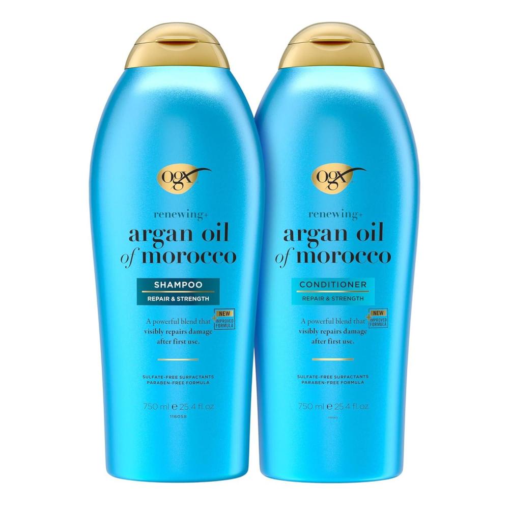 image:imageOGX Renewing  Argan Oil of Morocco Shampoo amp Conditioner Set Helps Strengthen amp Repair Dry Damaged Hair ParabenFree SulfateFree Surfactants 254 fl Oz Pack of 2