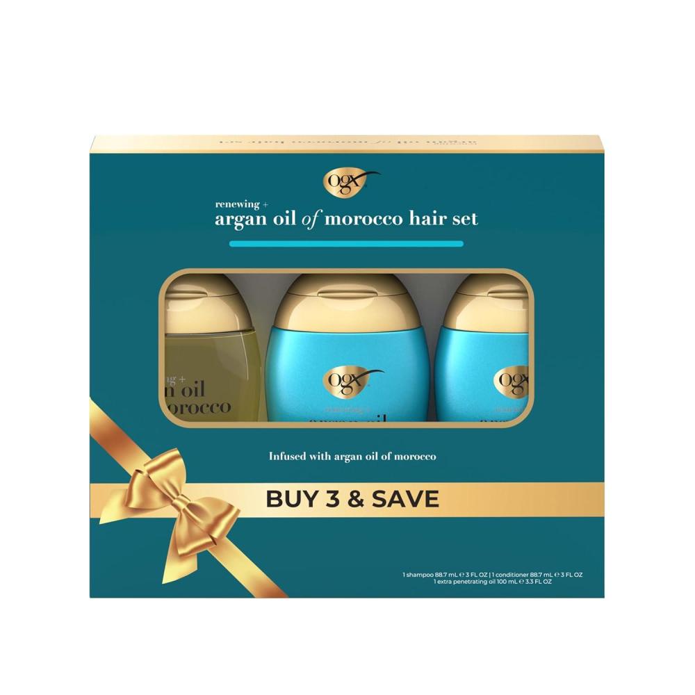 image:imageOGX Renewing  Argan Oil of Morocco Travel Size Hair Care Set Damage Repairing Shampoo amp Conditioner 2x 3 fl oz amp OGX Extra Penetrating Hair Oil Treatment 33 fl oz 3 Items