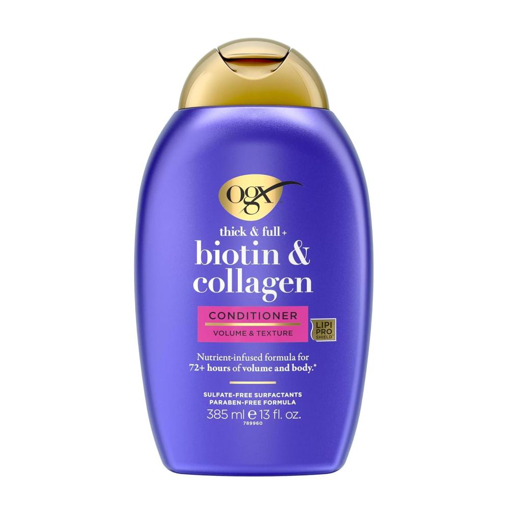 image:imageOGX Thick amp Full Biotin amp Collagen Volumizing Conditioner NutrientInfused Conditioner with Vitamin B7 Biotin Gives Hair Volume amp Body for 72 Hours SulfateFree Surfactants 13 fl Oz13 Fl Oz Pack of 1